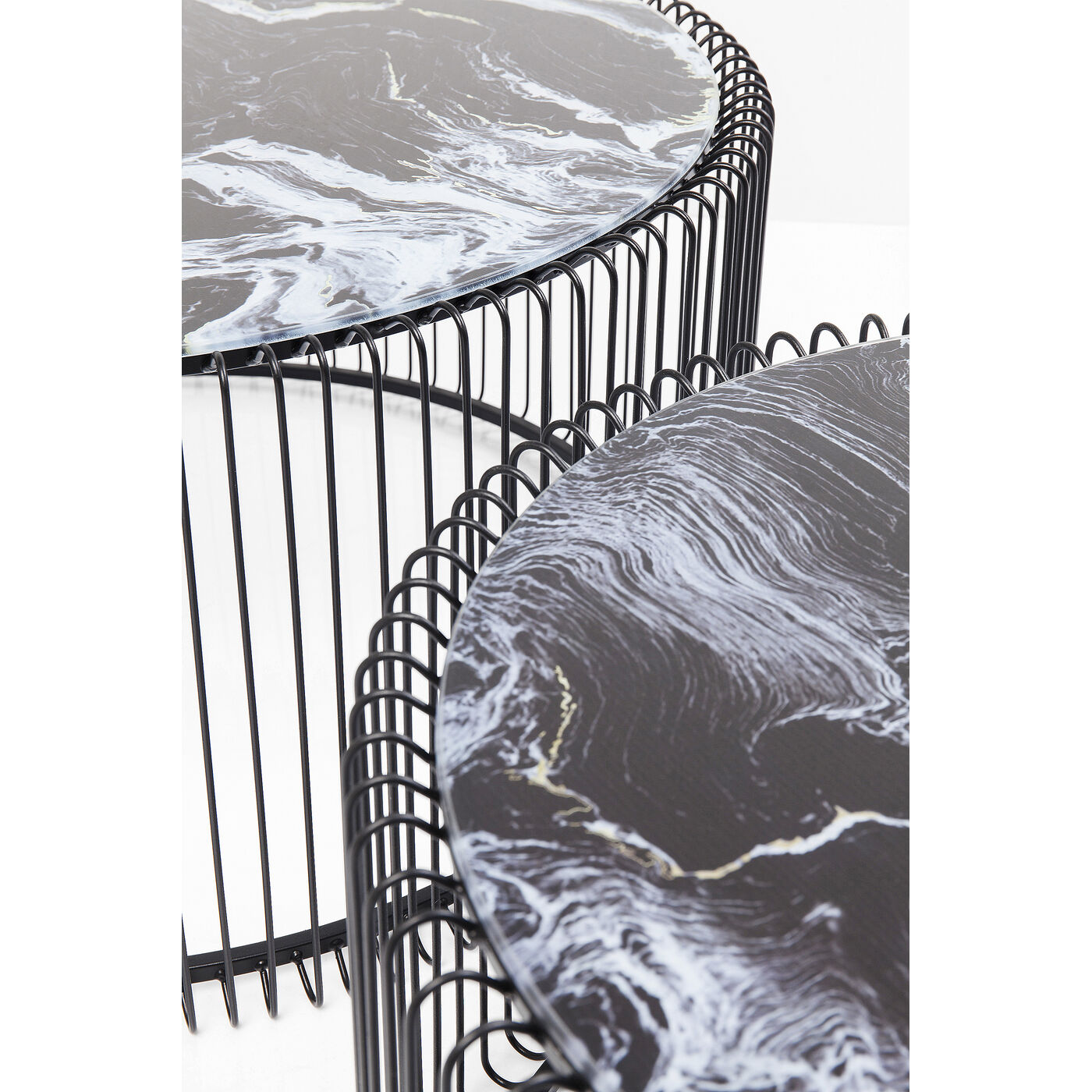 Стол кофейный Wire Glass Marble Black (2 шт)