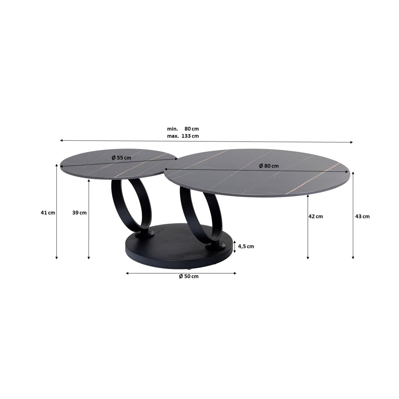 Стол кофейный Beverly black 133x80 см