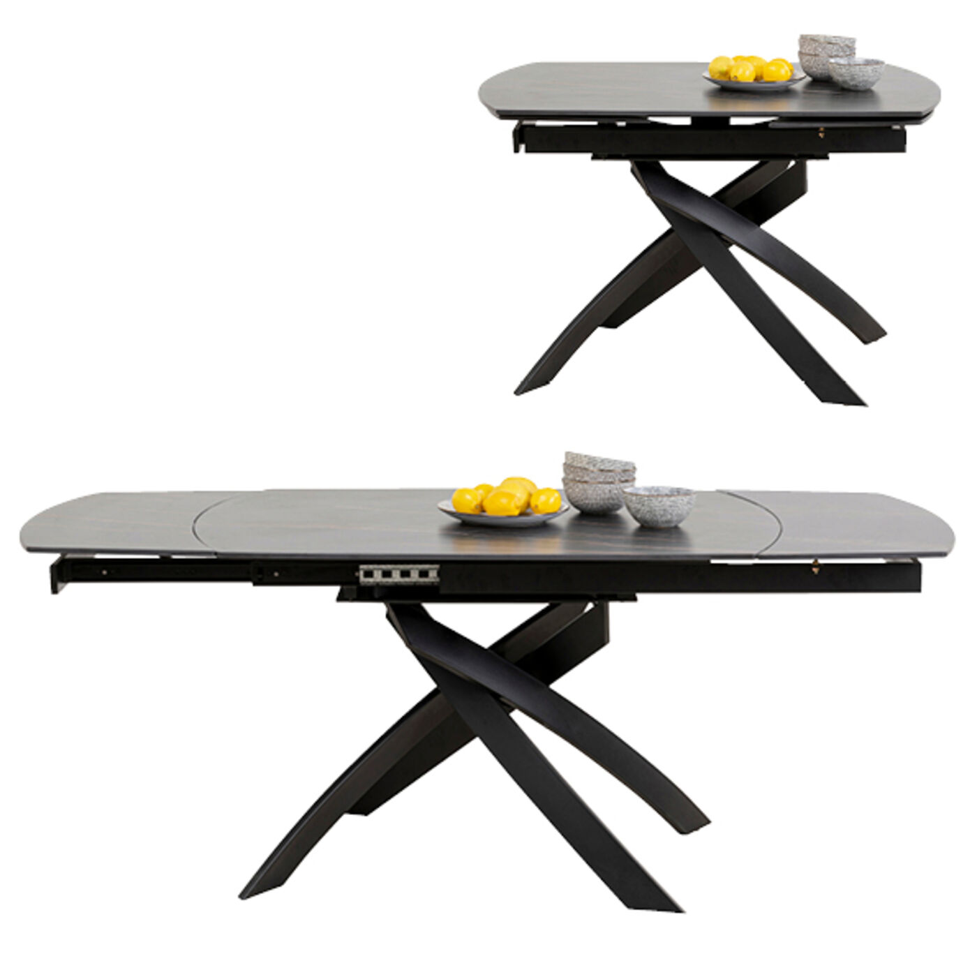 Стол раздвижной Twist Black 120(30+30)x90 см