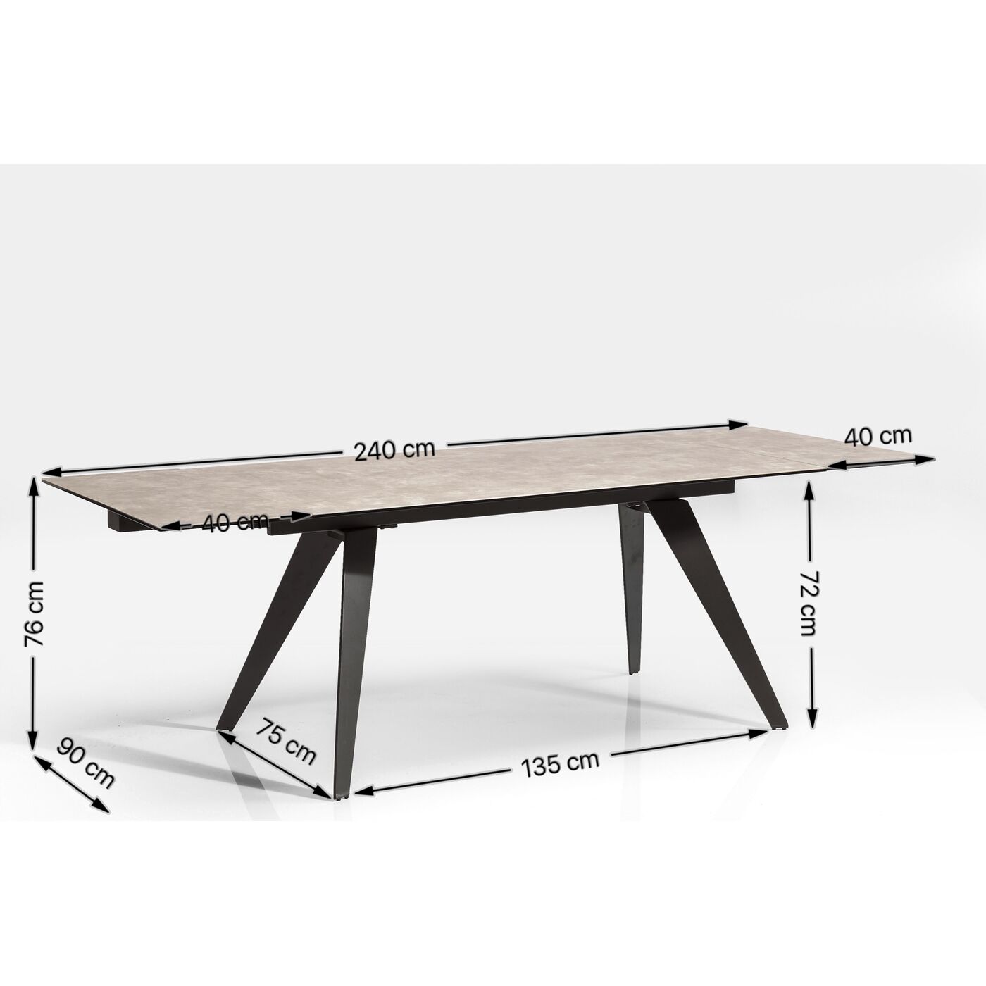 Стол раздвижной Amsterdam Dark160(40+40)x90 см