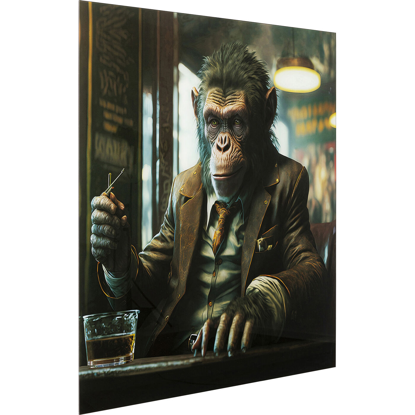 Картина стеклянная Drinking Monkey 100x100 см