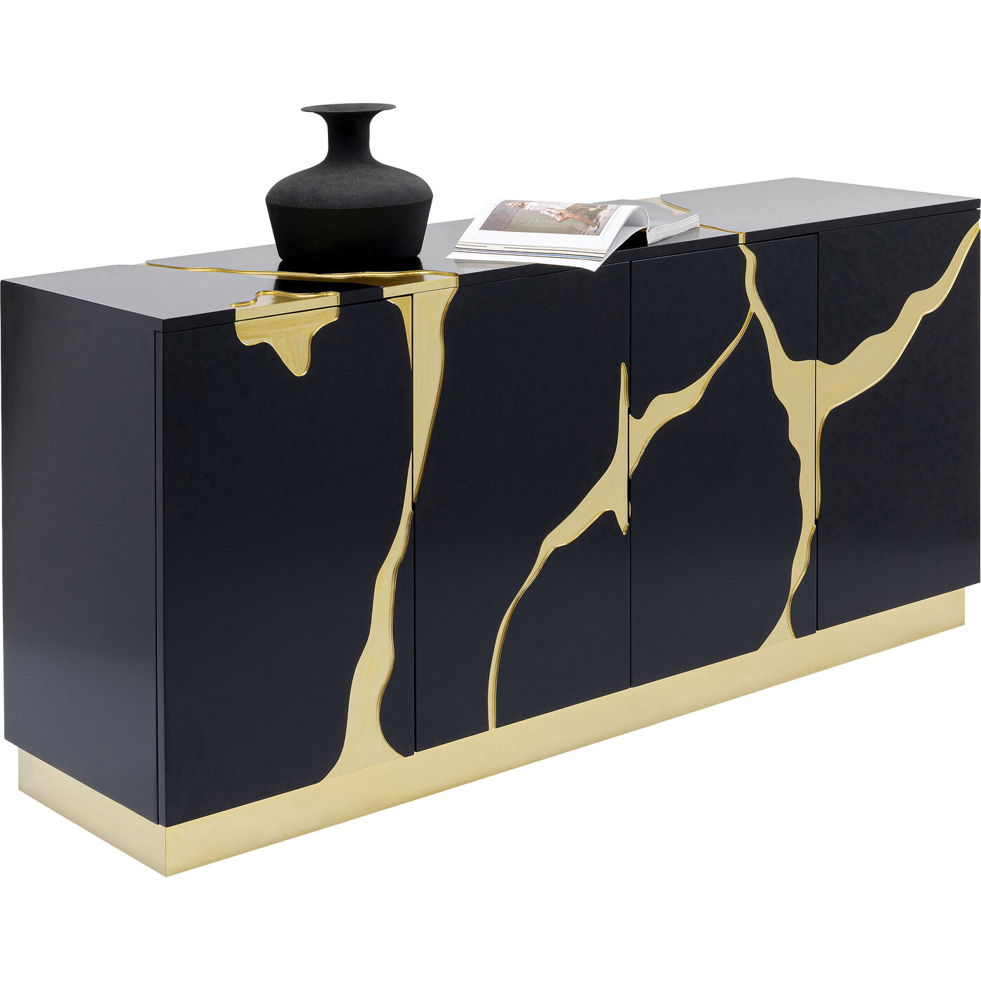 Комод широкий Cracked Black Gold 165x80 см