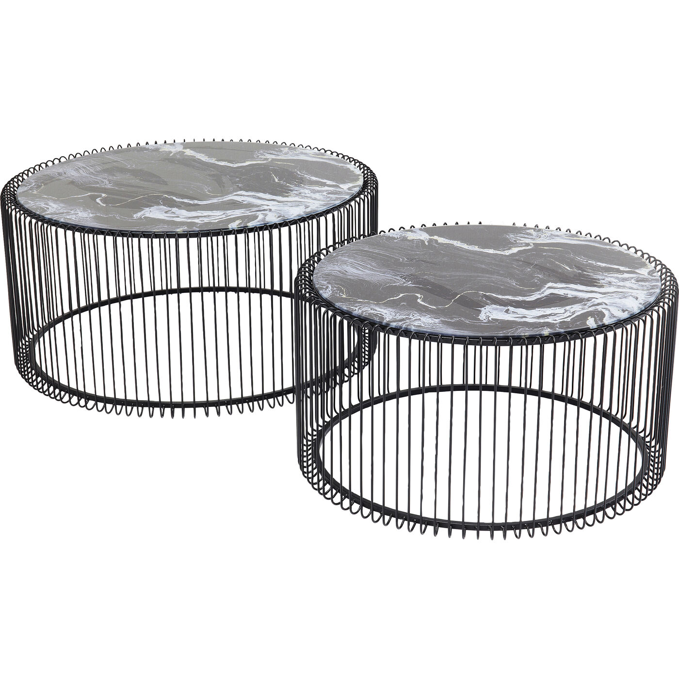 Стол кофейный Wire Glass Marble Black (2 шт)