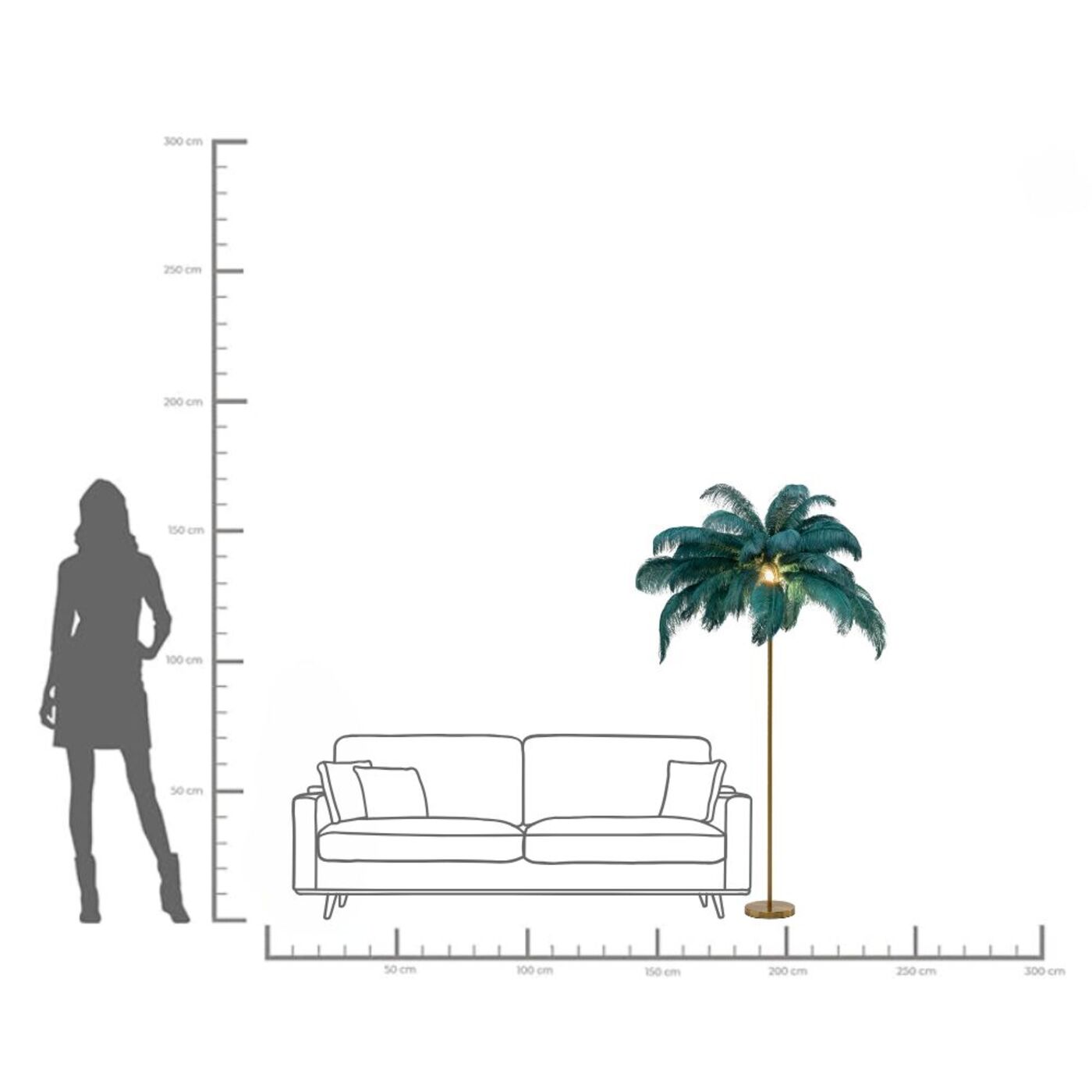 Светильник напольный Feather Palm Green 165 см