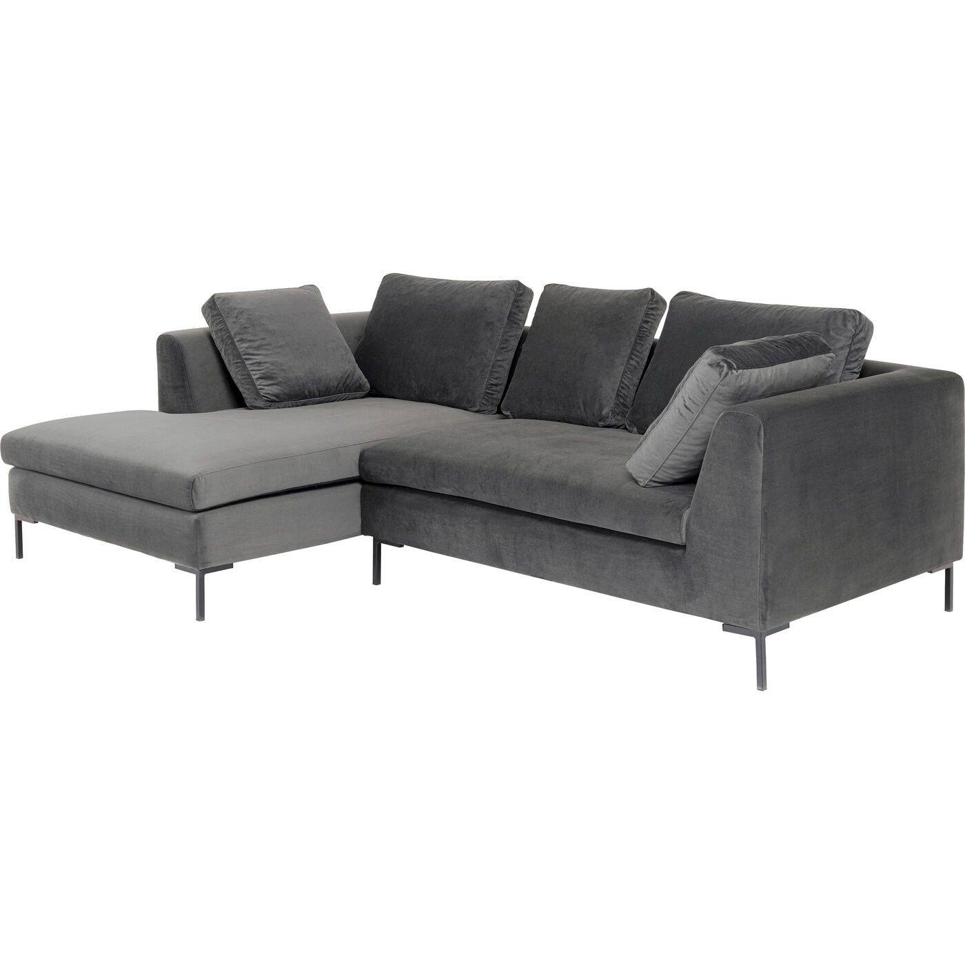 Диван угловой левосторонний Black Gianna Velvet Grey Left