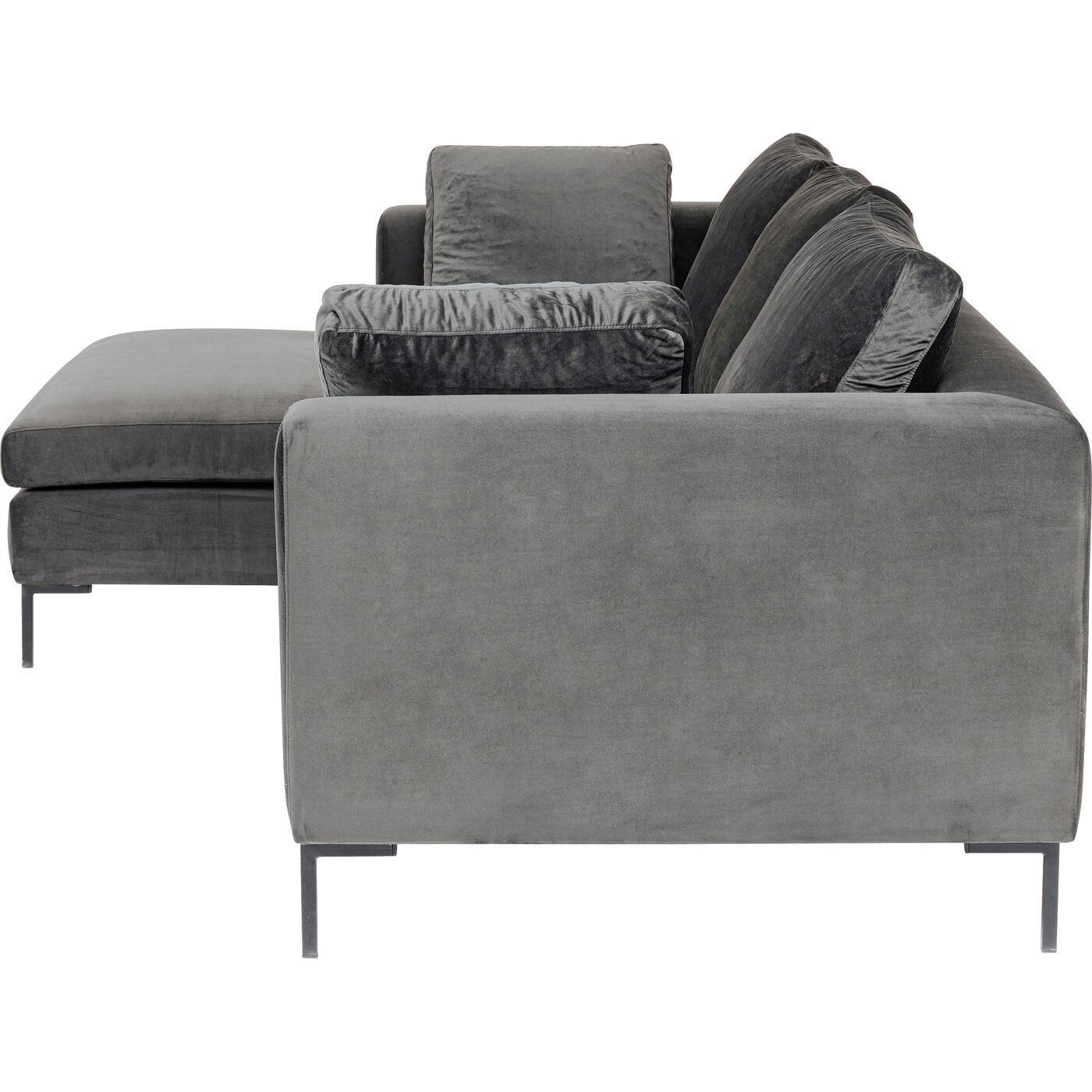 Диван угловой левосторонний Black Gianna Velvet Grey Left