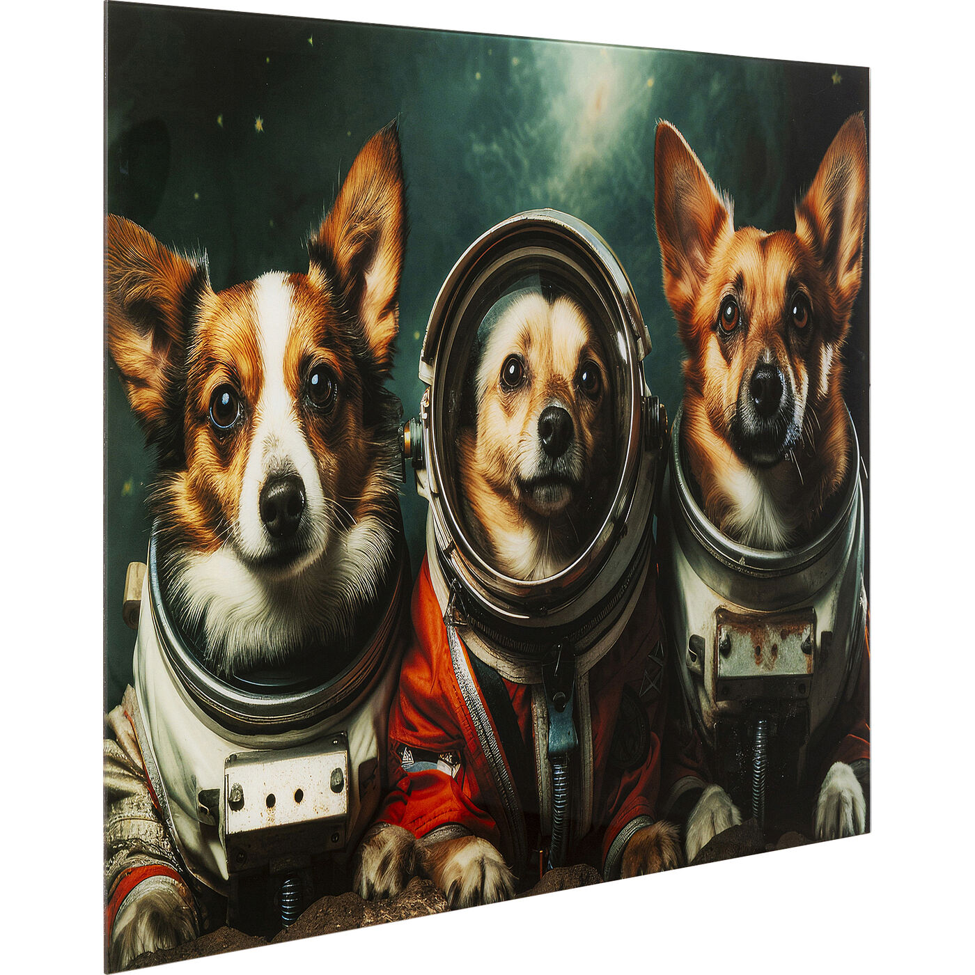 Картина стеклянная Astronauts Dogs 80x60 см