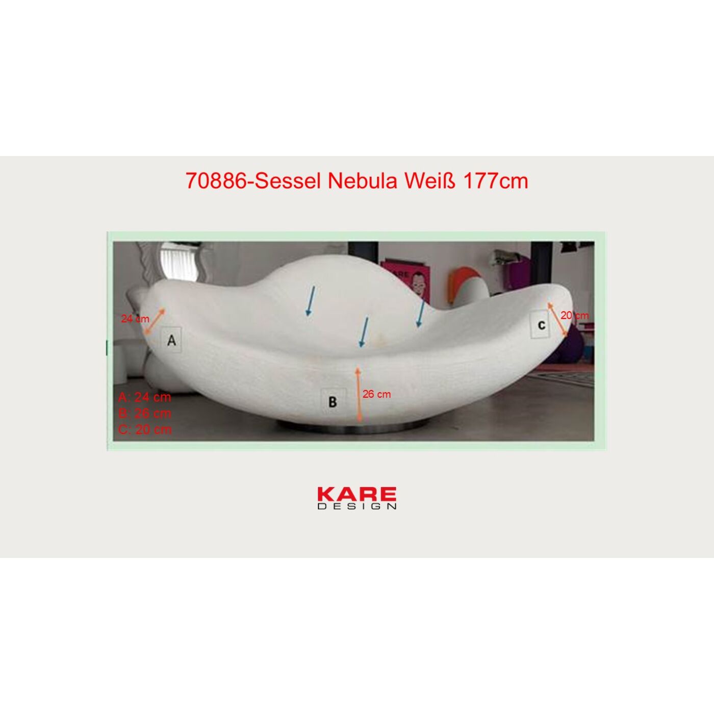 Кресло KARE x Karim Rashid Nebula White 177 см