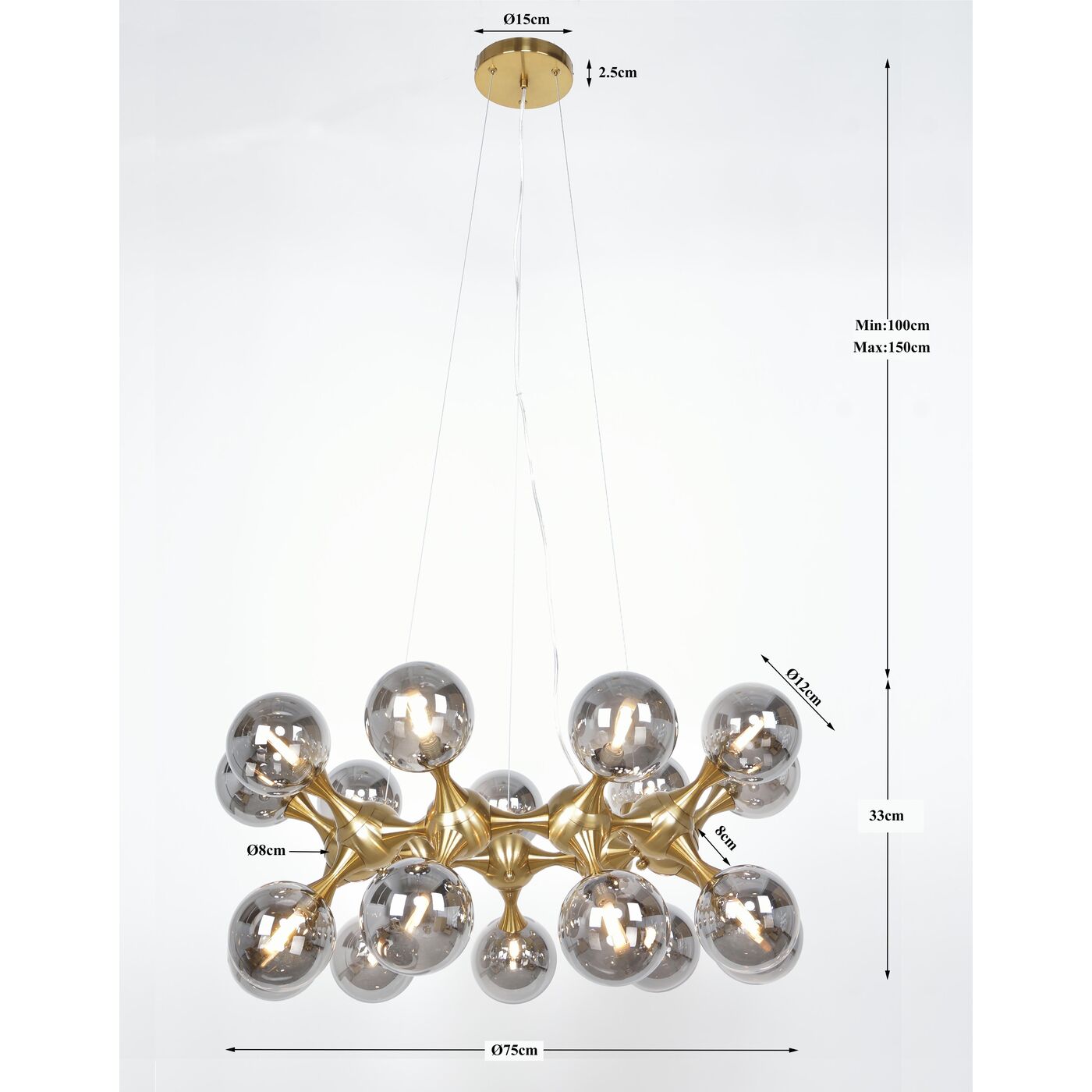 Светильник подвесной Atomic Balls Brass Ø74 см