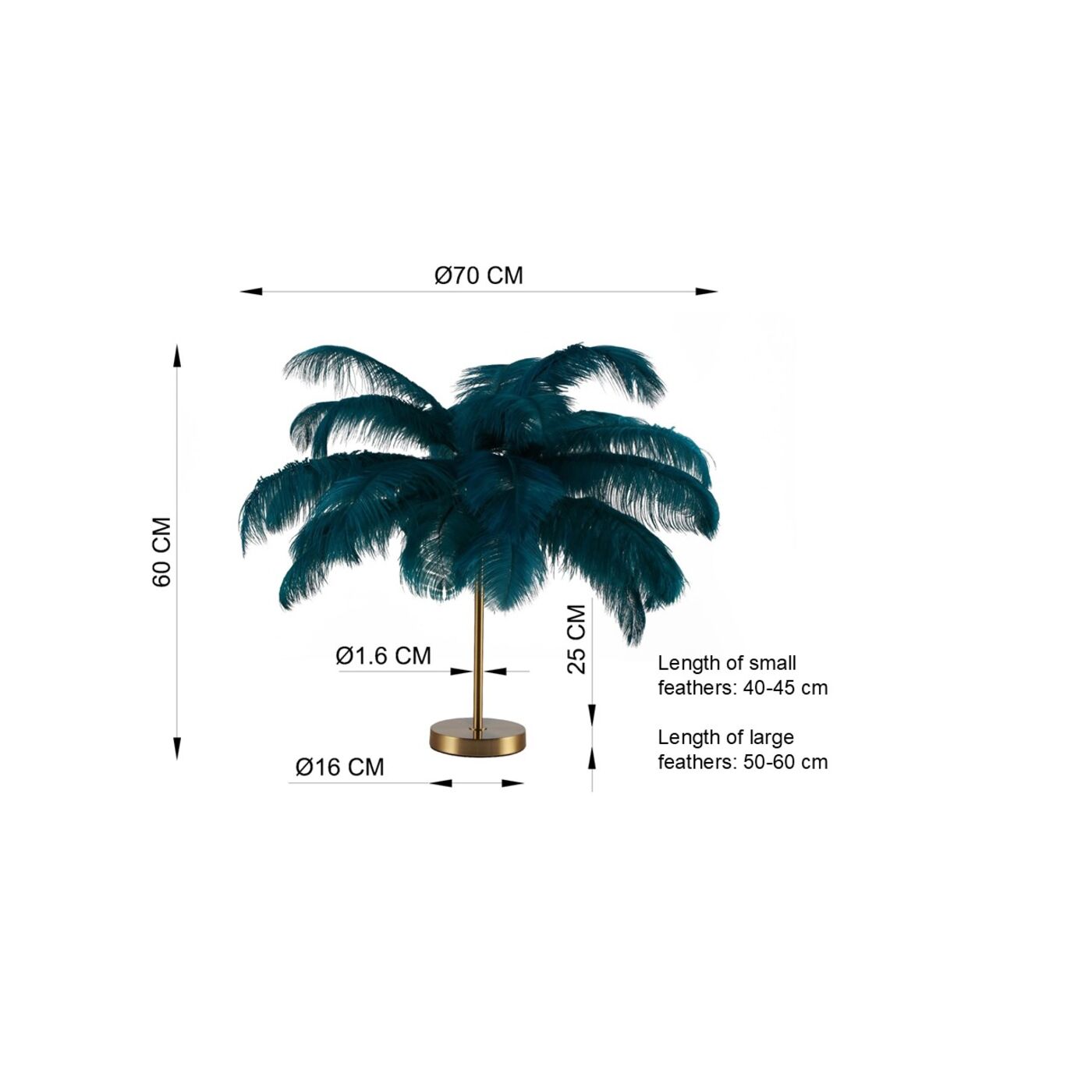 Светильник настольный Feather Palm Green 60 см