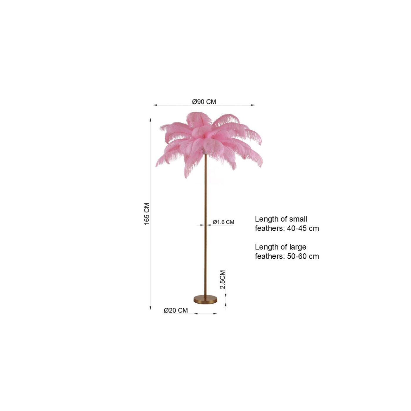 Светильник настольный Feather Palm Pink 60 см
