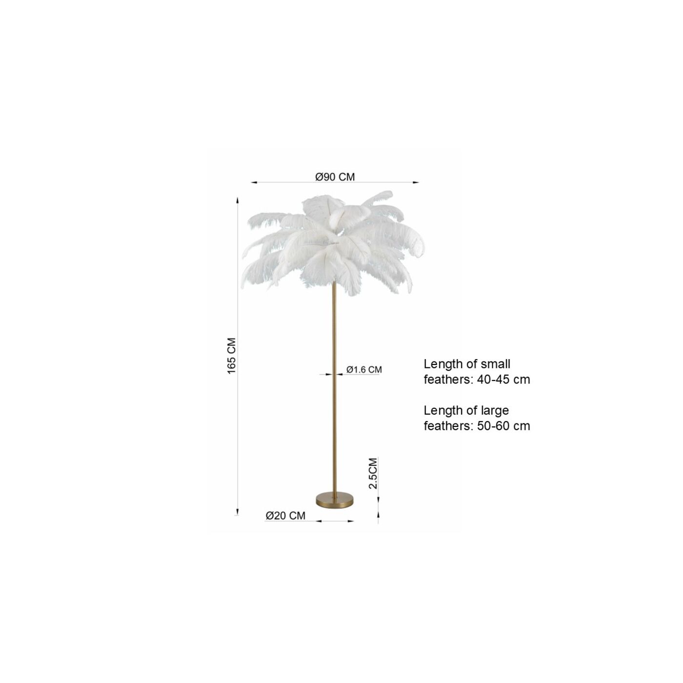 Светильник напольный Feather Palm White 165 см