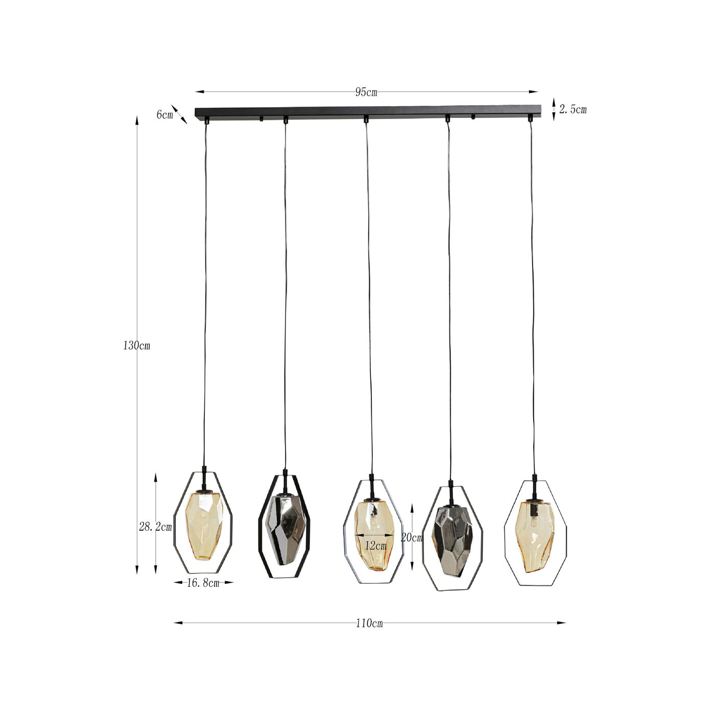 Светильник подвесной Diamond Fever Dining Black 110 см