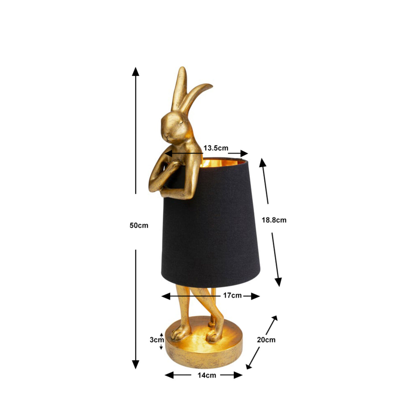 Светильник настольный Animal Rabbit Gold/Black 50 см