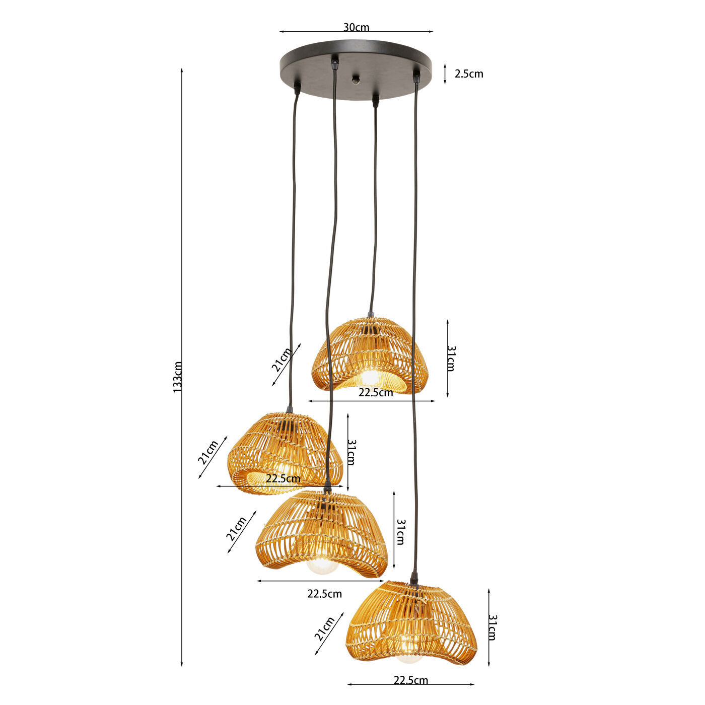 Светильник подвесной Aloha Drop Quattro 118cm