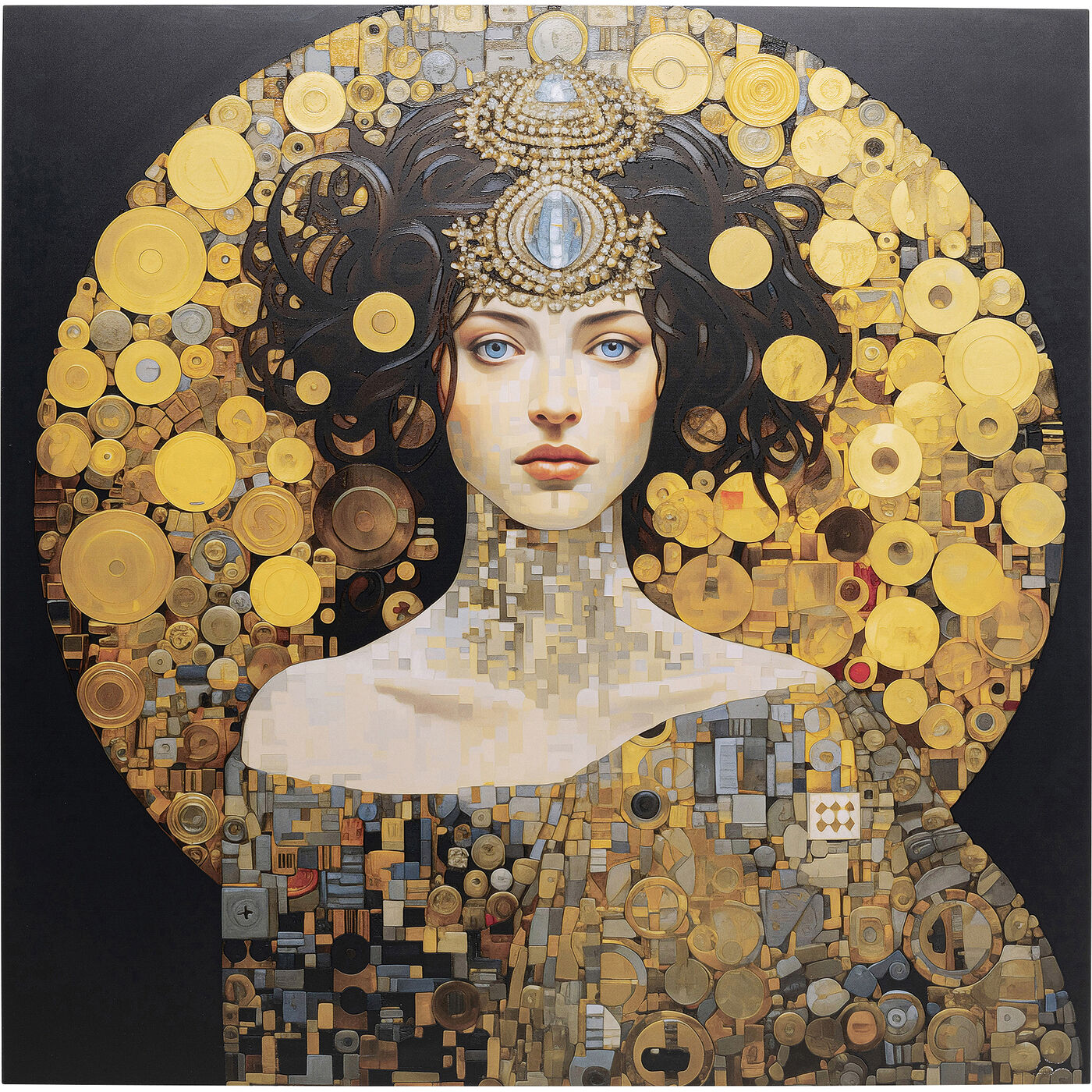 Картина стеклянная Art Nouveau Lady 3D 120x120cm