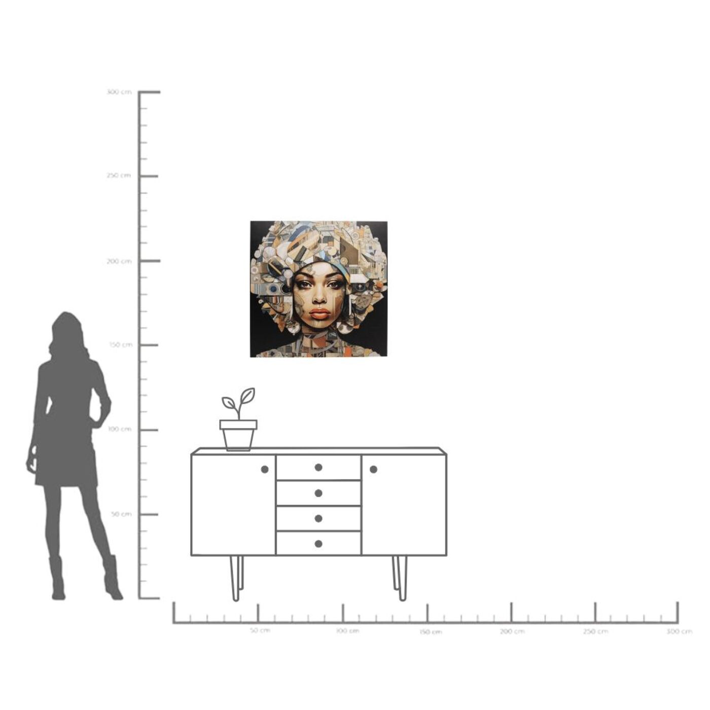 Картина стеклянная Art Nouveau Lady 3D 120x120cm