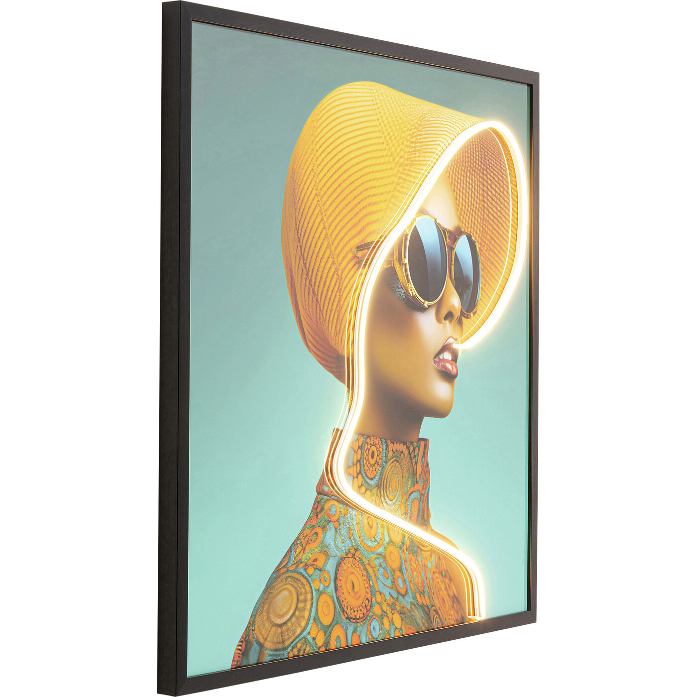 Картина Sun Hat Woman Yellow LED 80x80cm