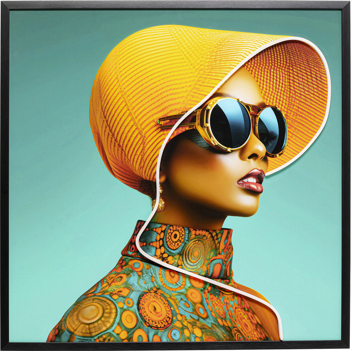 Картина Sun Hat Woman Yellow LED 80x80cm