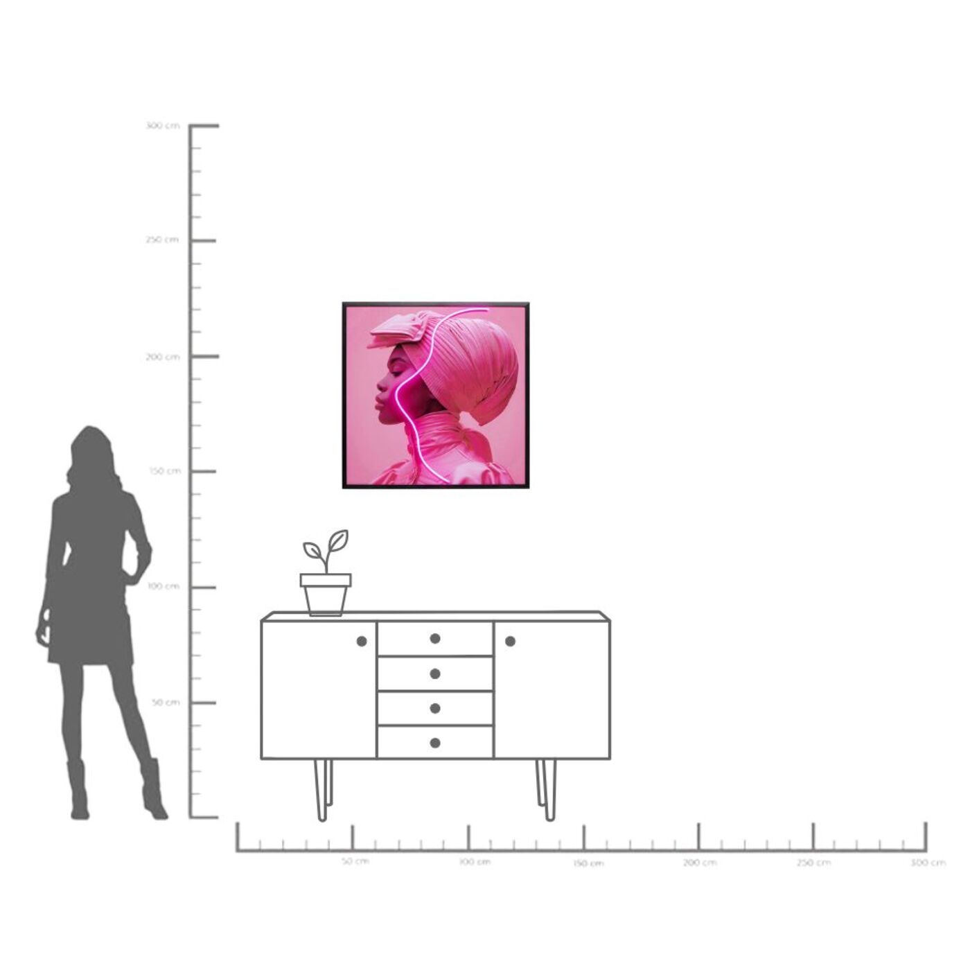 Картина Pink Woman LED 80x80cm
