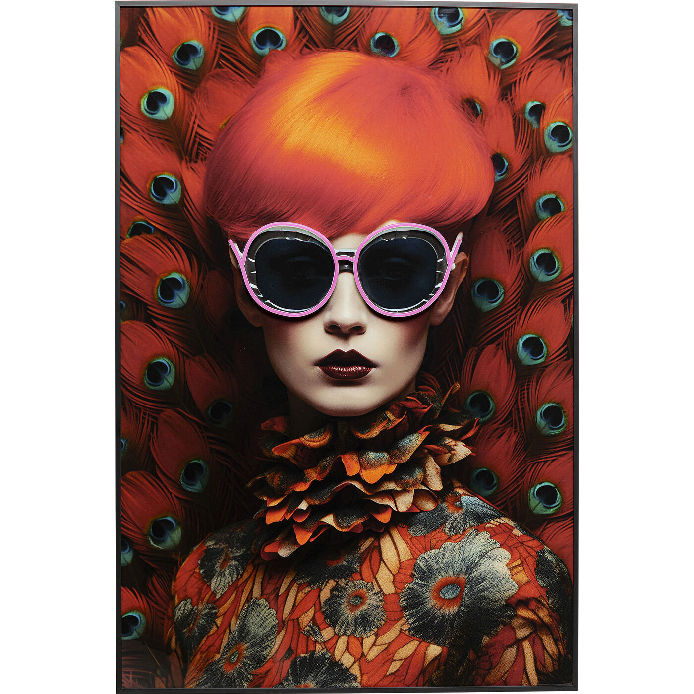 Картина в раме LED Fancy Red Lady 75x55cm