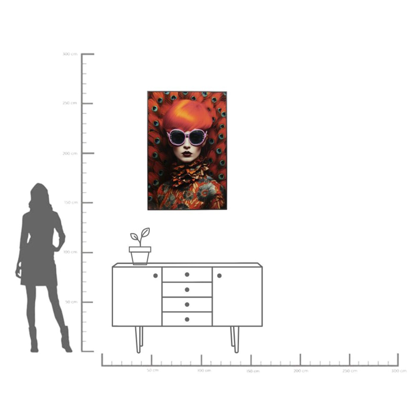 Картина Fancy Red Lady LED 120x80cm