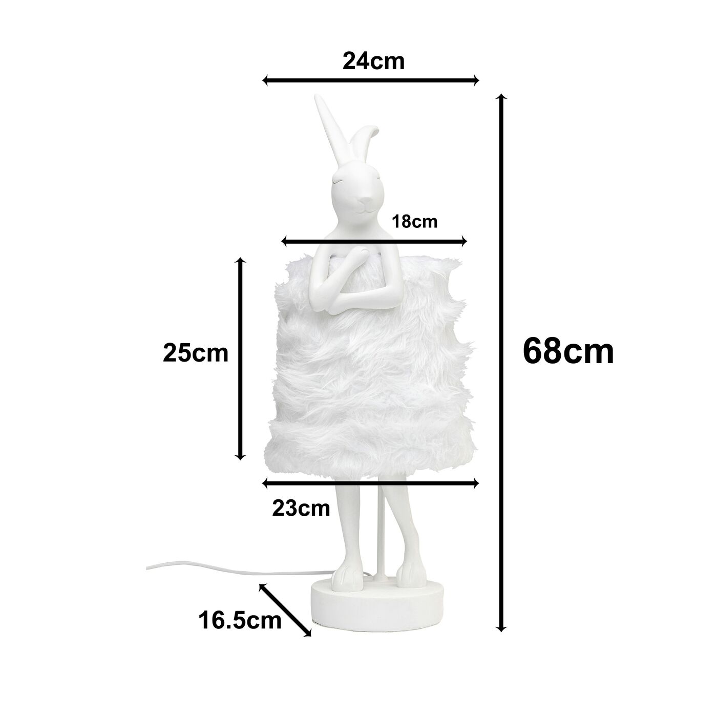 Светильник настольный Animal Rabbit Fur White/Silver 68cm