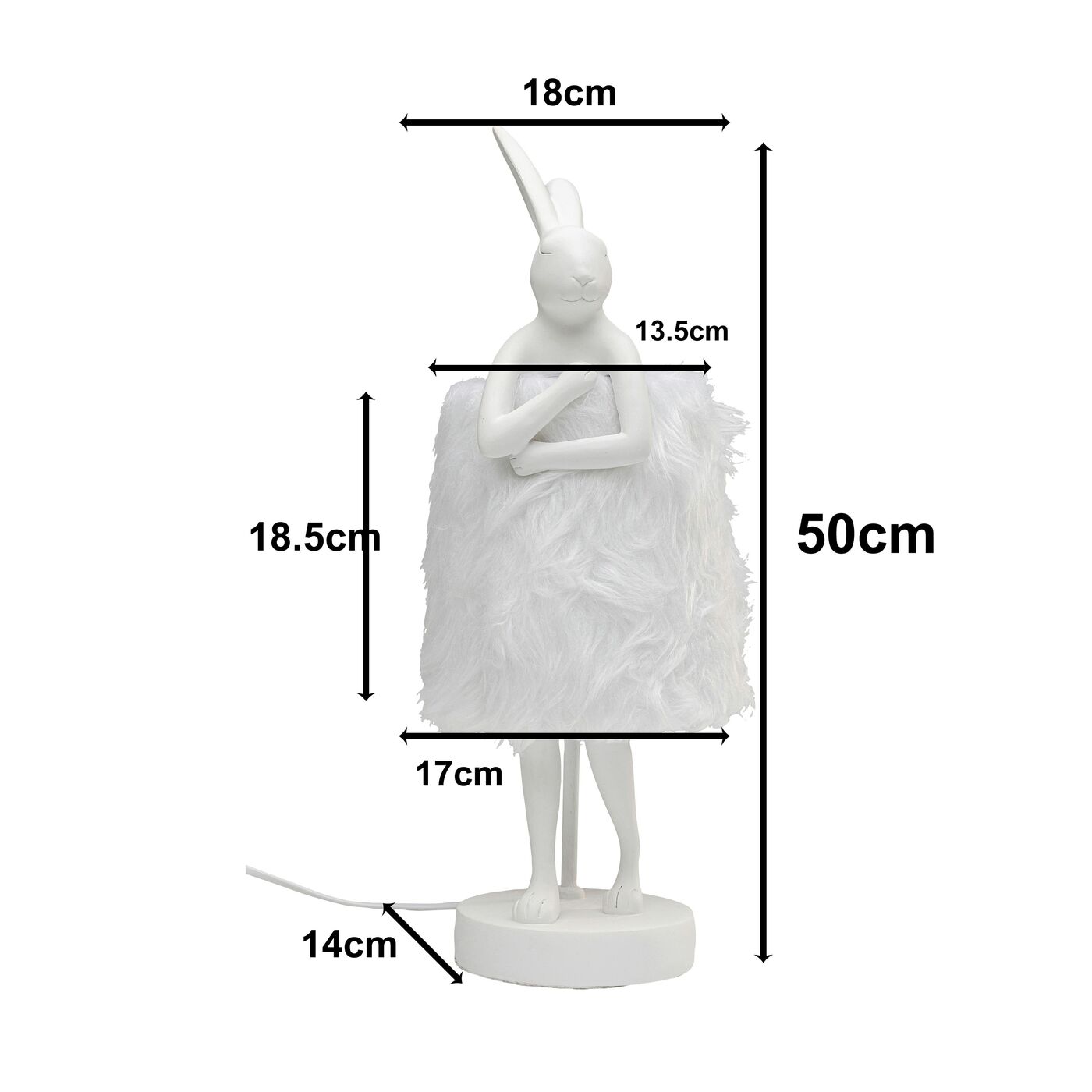 Светильник настольный Animal Rabbit Fur White/Silver 50cm