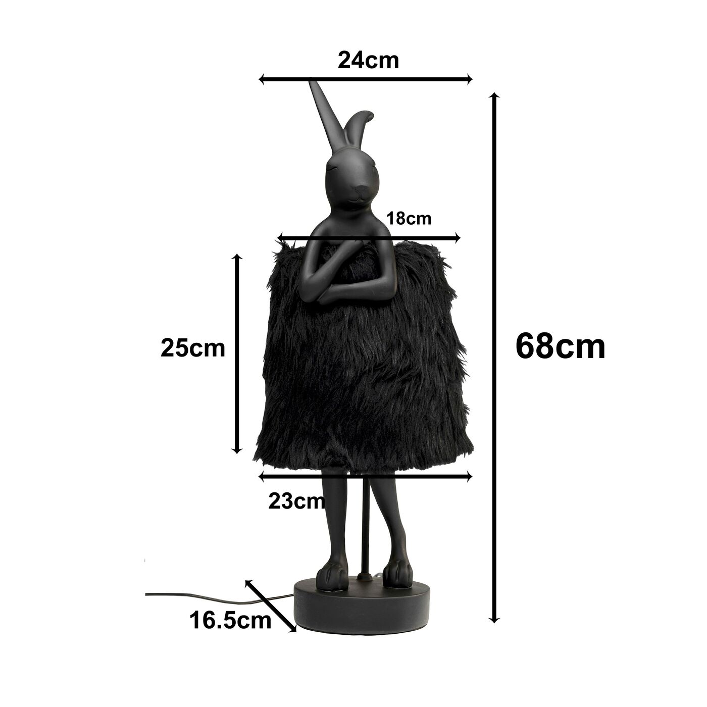 Светильник настольный Animal Rabbit Fur Black/Gold 68cm