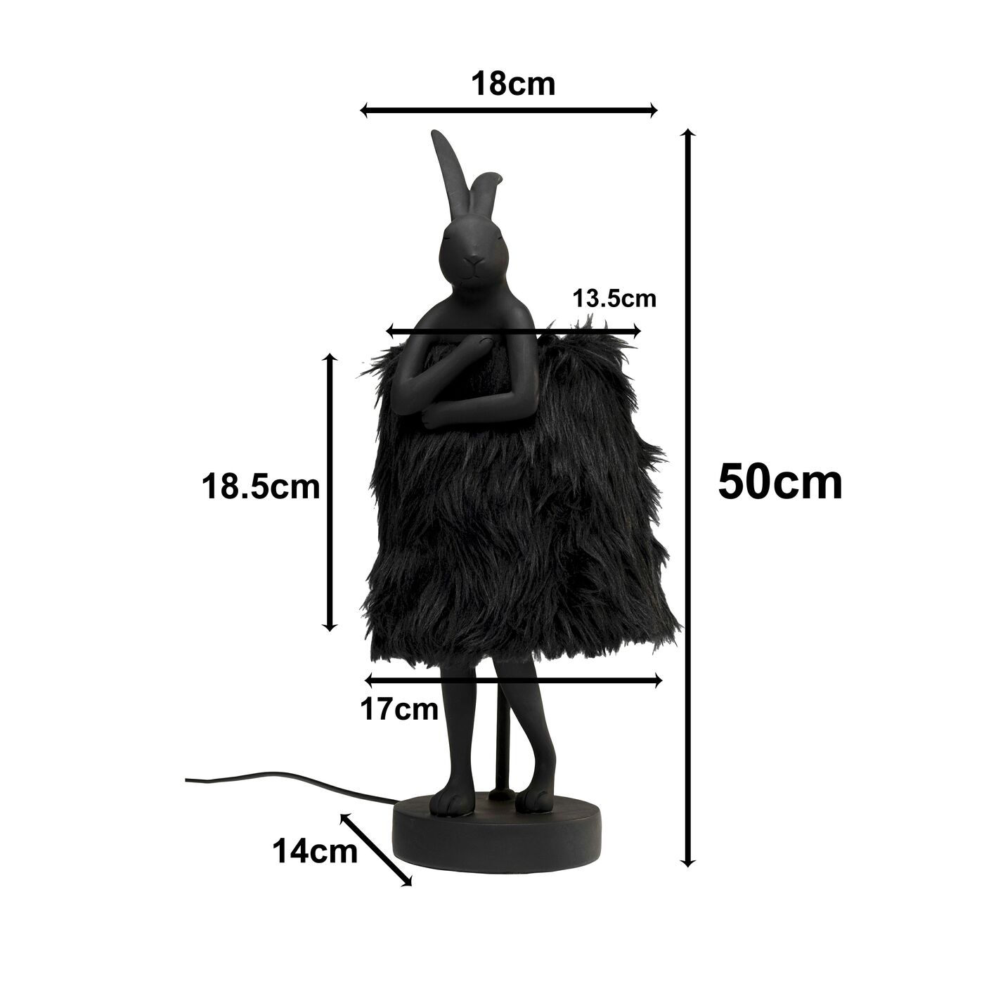 Светильник настольный Animal Rabbit Fur Black/Gold 50cm