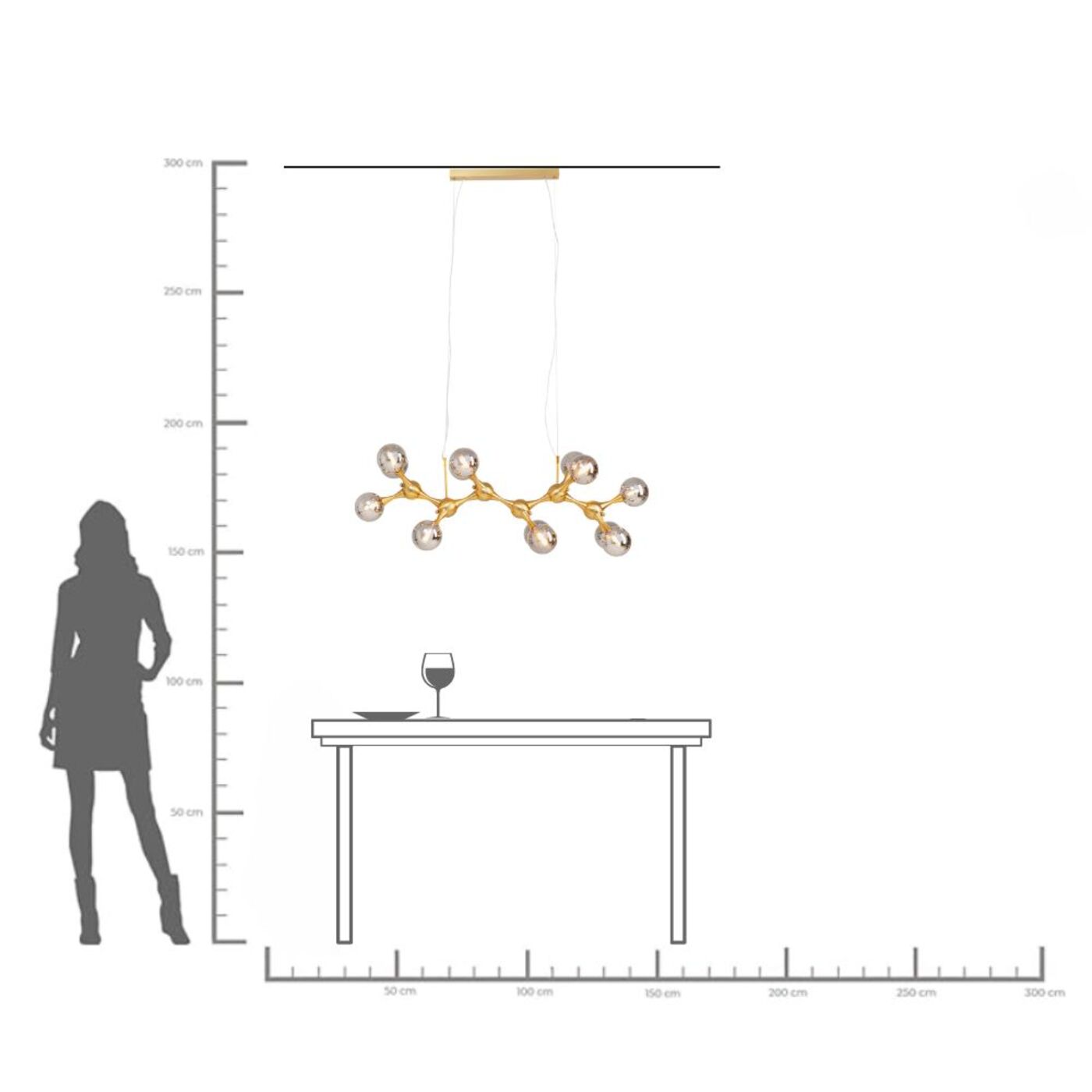 Светильник подвесной Atomic Balls Brass 190cm