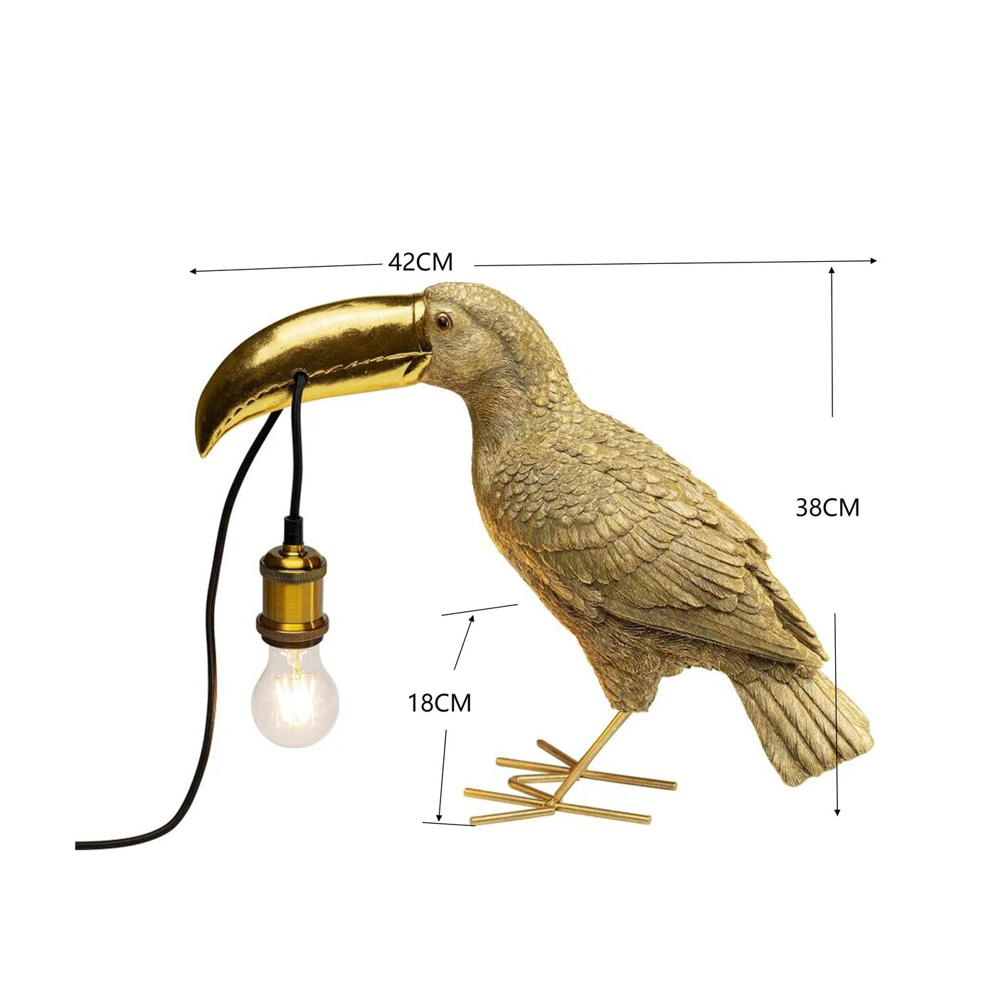 Светильник настольный Toucan Gold 42cm