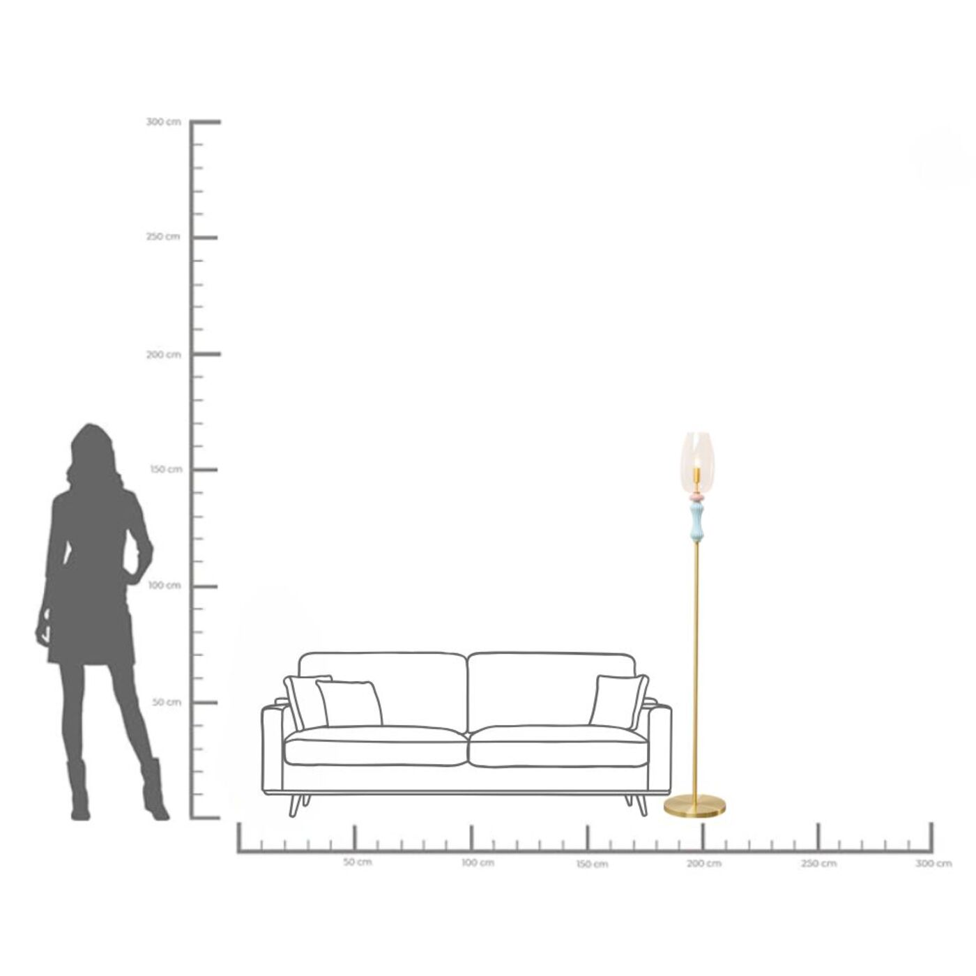 Светильник напольный Allegra Gold 165cm