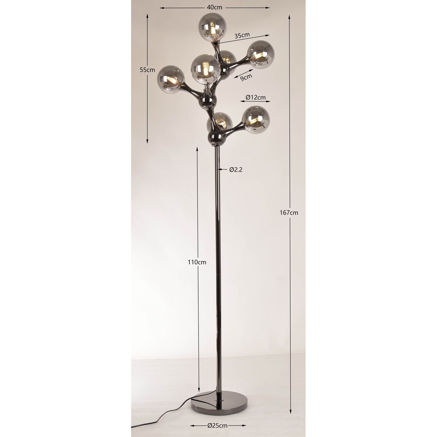 Светильник напольный Atomic Balls Smoke 174cm