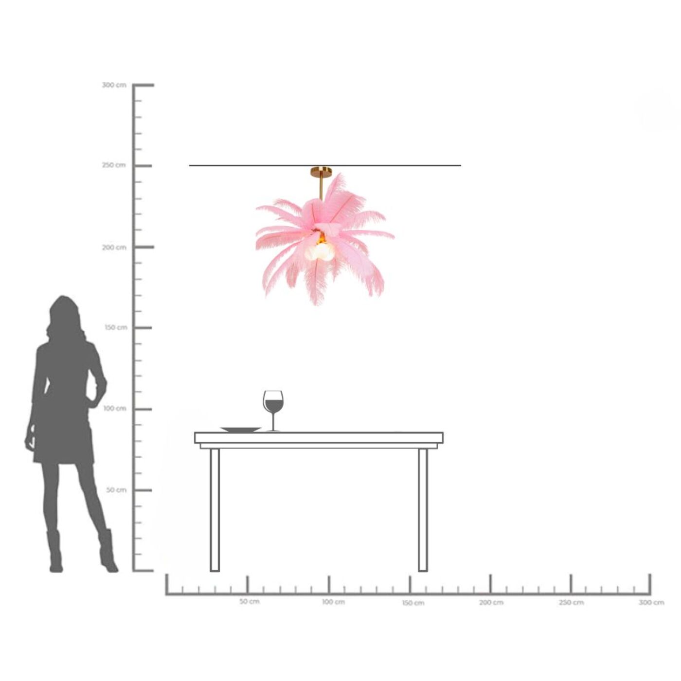 Светильник подвесной Feather Palm Pink Ø60cm