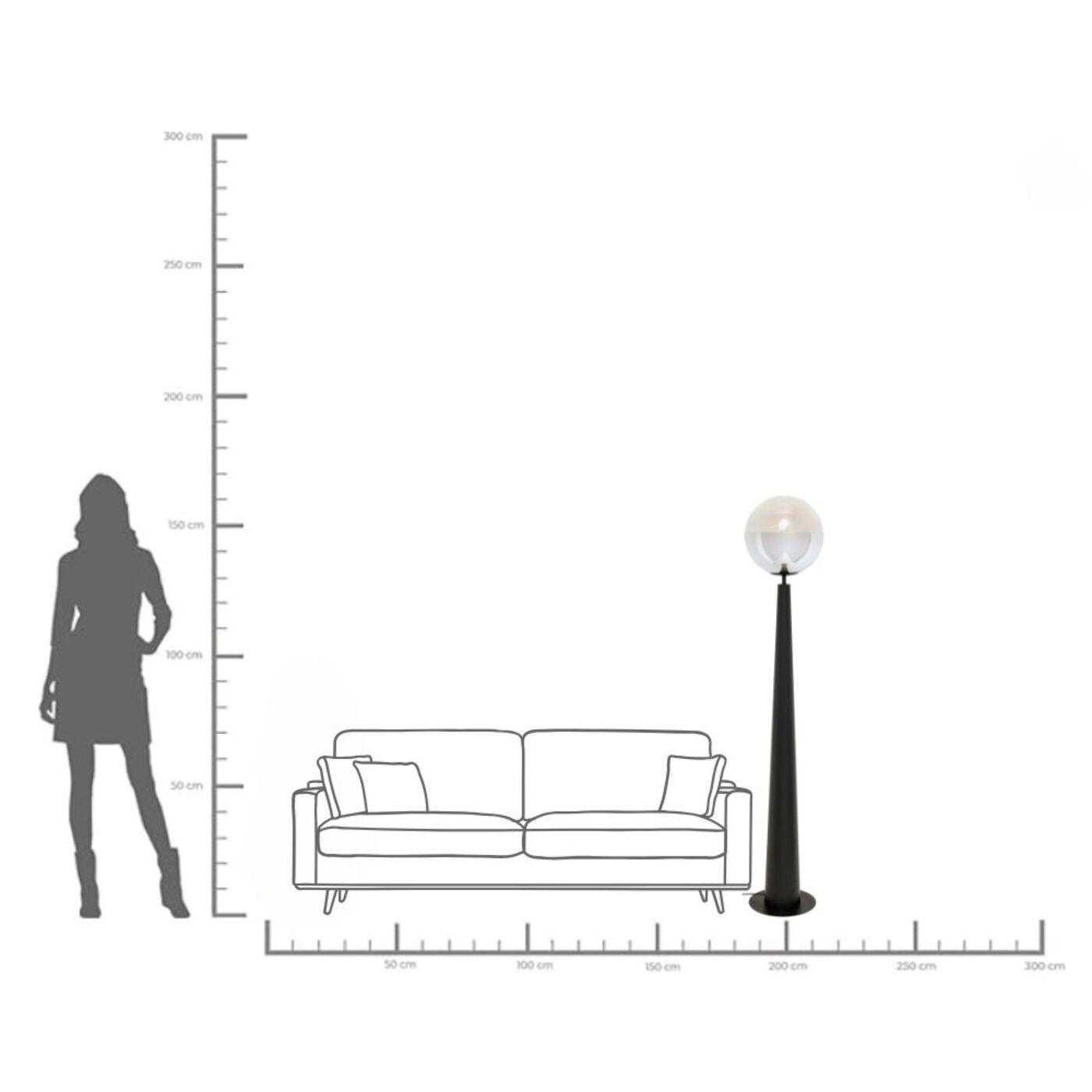 Светильник напольный Disco Ball Black 163cm