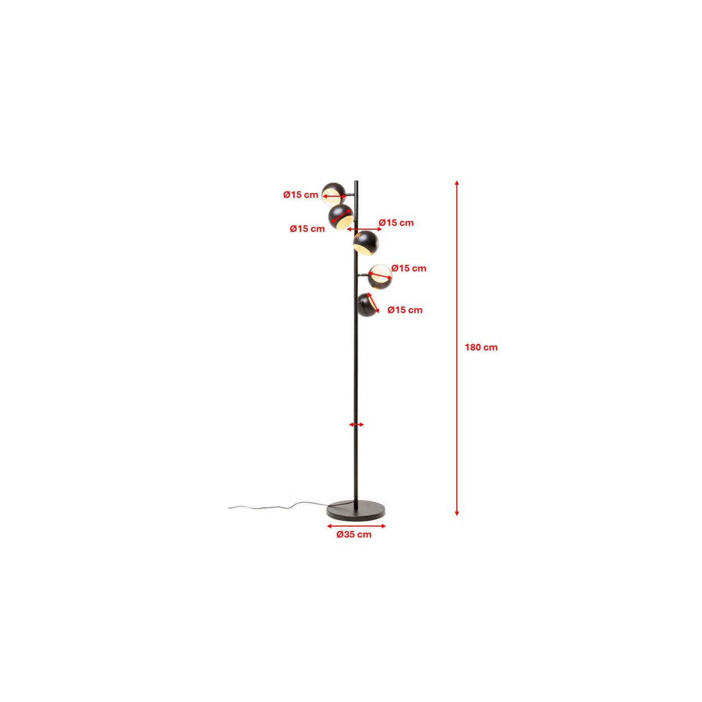Светильник напольный Calotta Black 5-lite 180cm