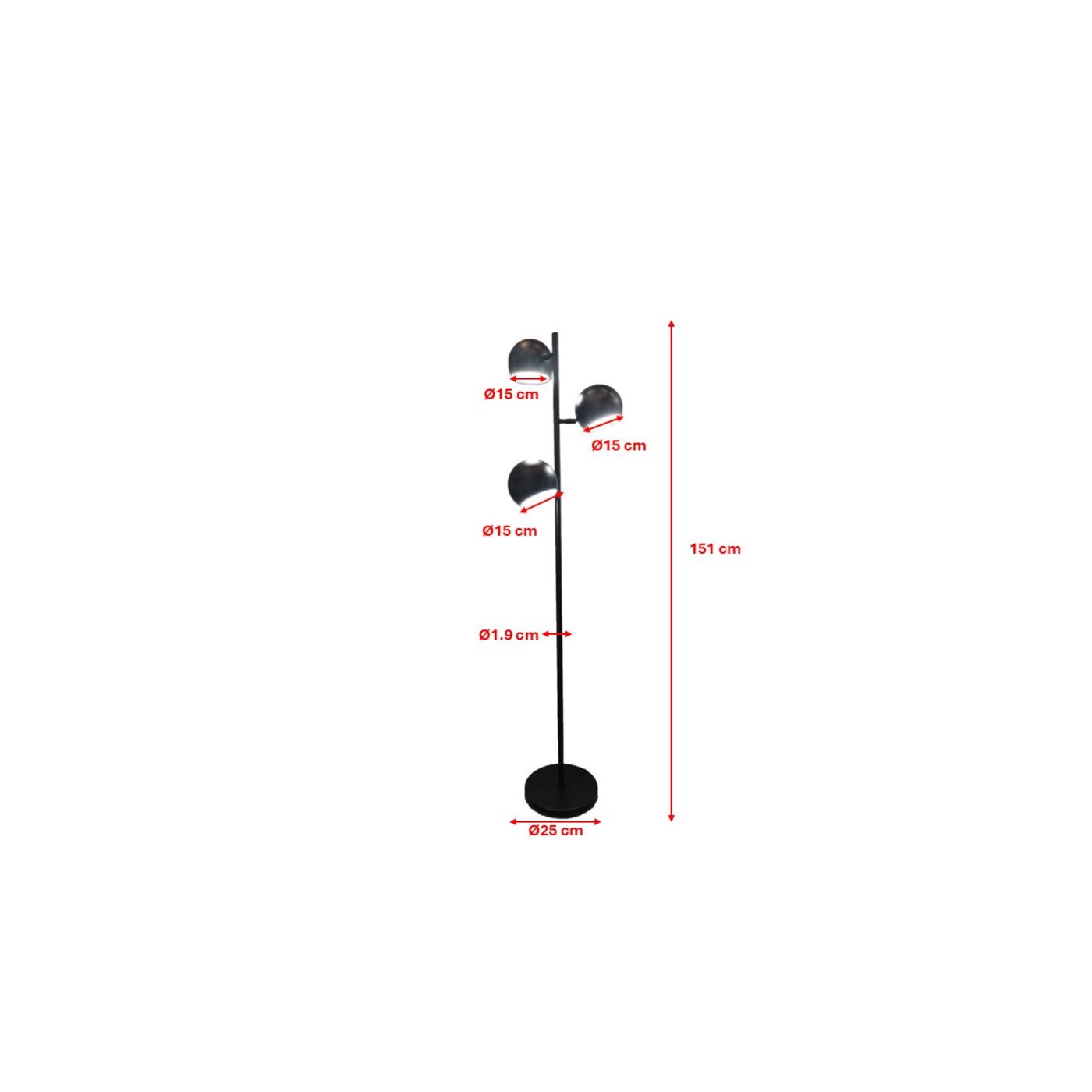 Светильник напольный Calotta Black 3-lite 151cm