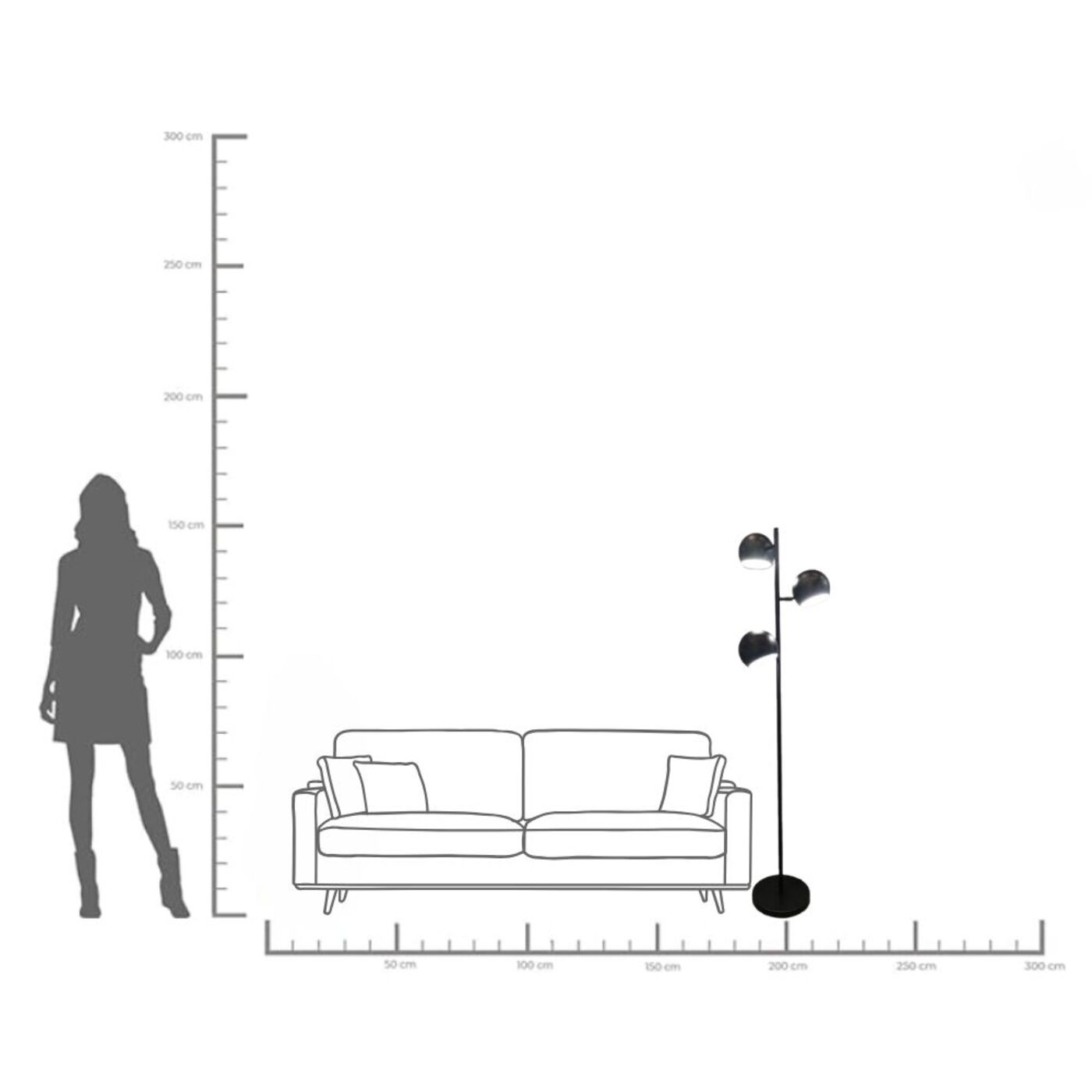 Светильник напольный Calotta Black 3-lite 151cm