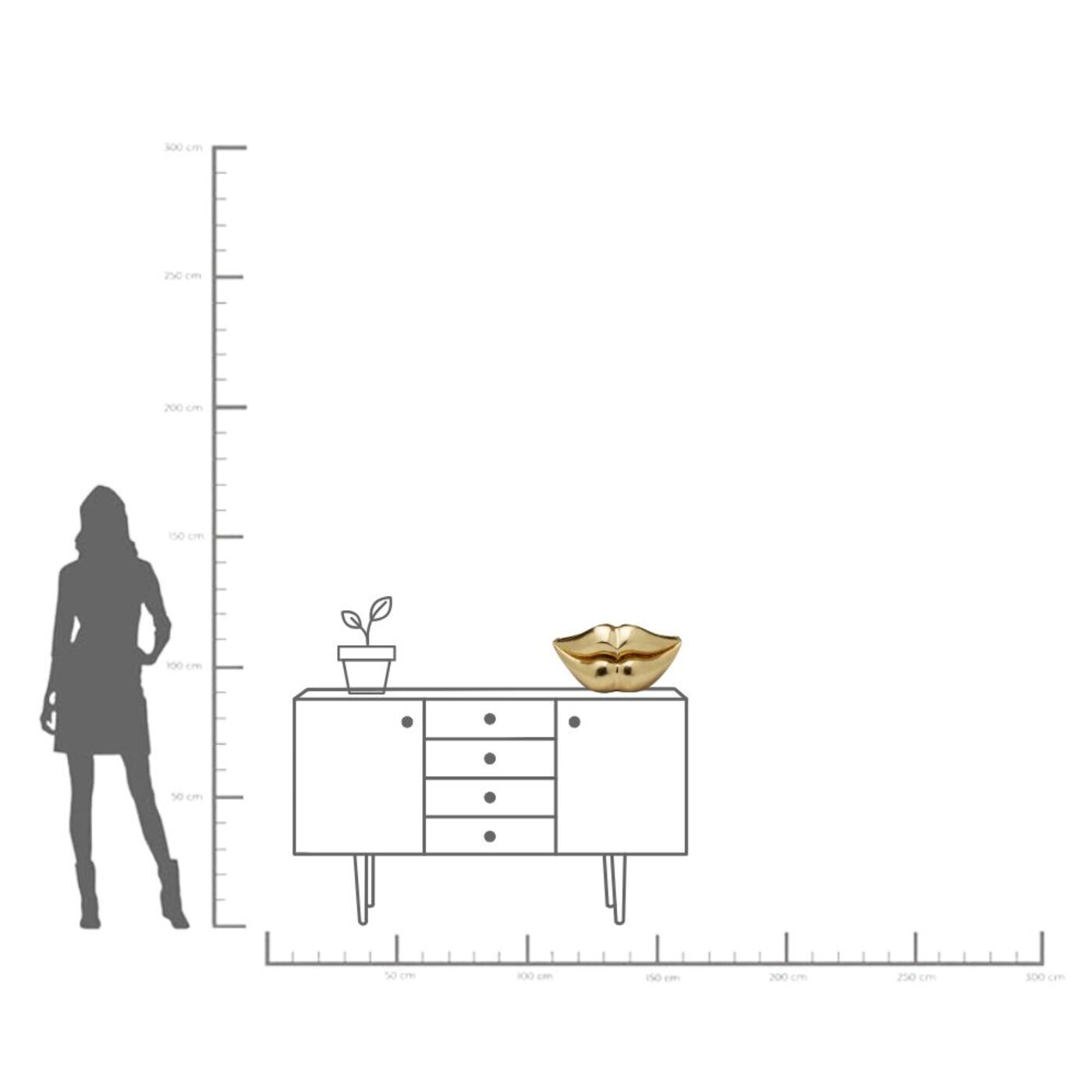 Кашпо Lips Gold 30cm