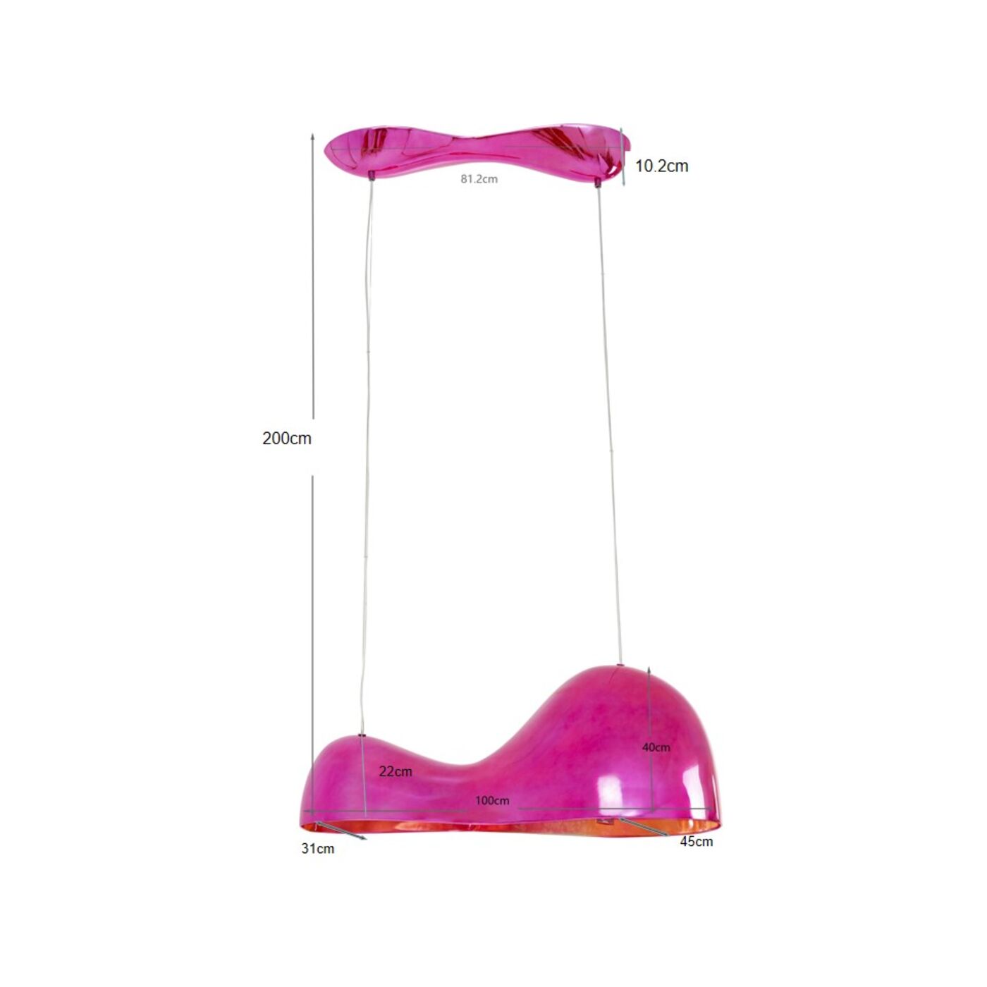 Светильник подвесной Cloud Beam Double Pink 100cm