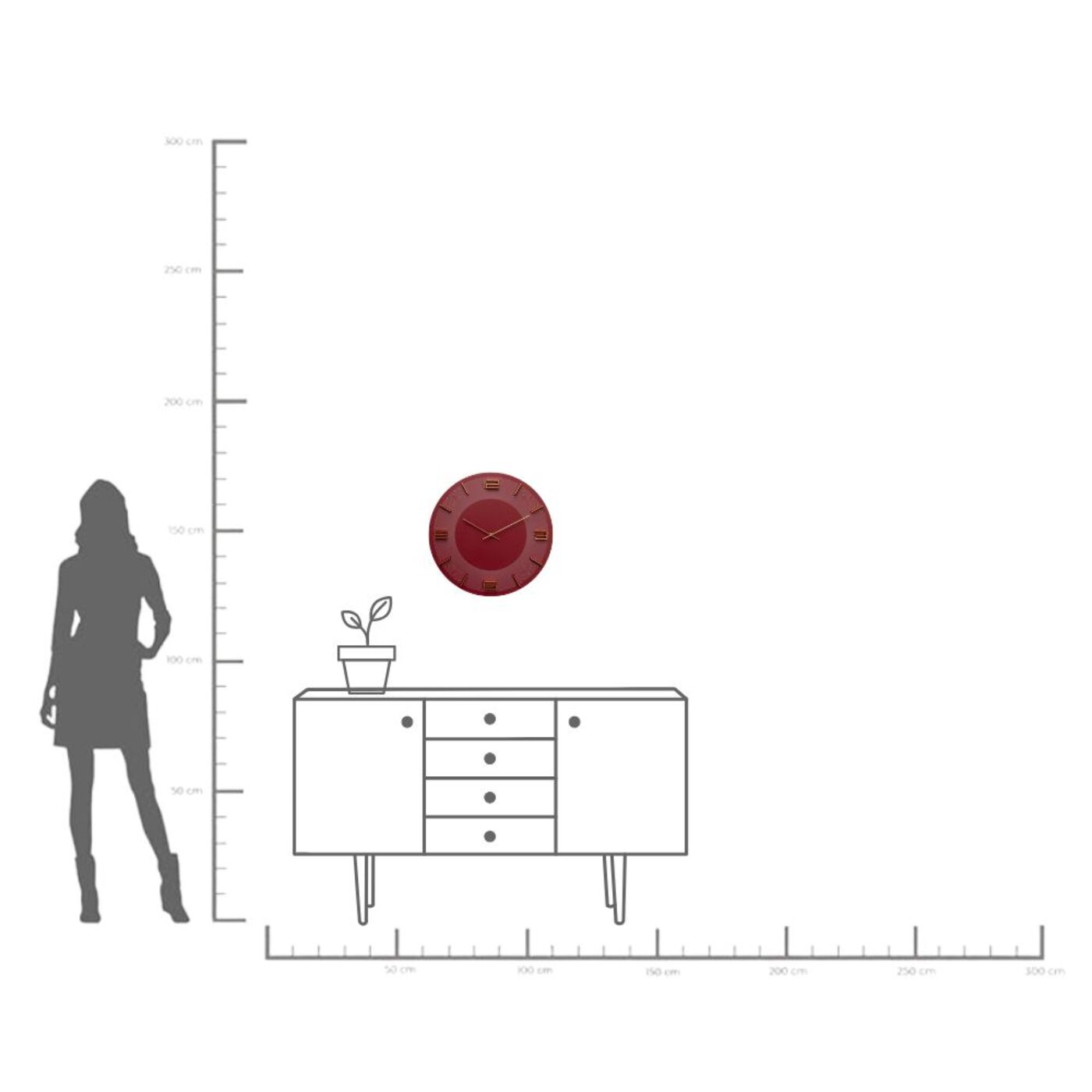 Часы настенные Leonardo Red/Gold Ø49cm