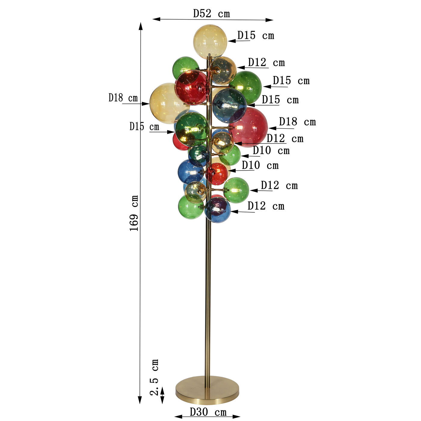 Светильник напольный Scala Balls Colore 169cm