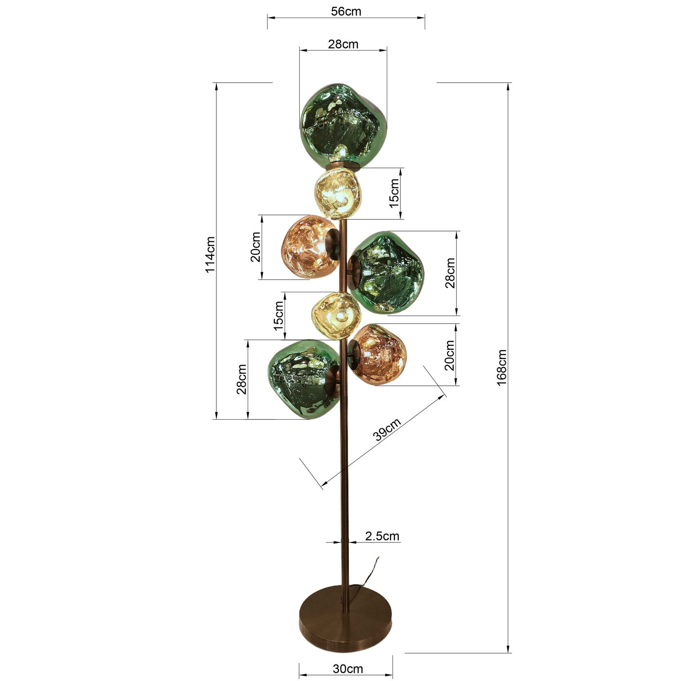 Светильник напольный Burbuja Colore 168cm