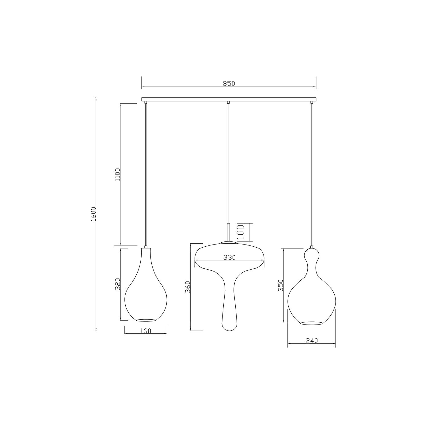 Светильник подвесной Goccia 30cm