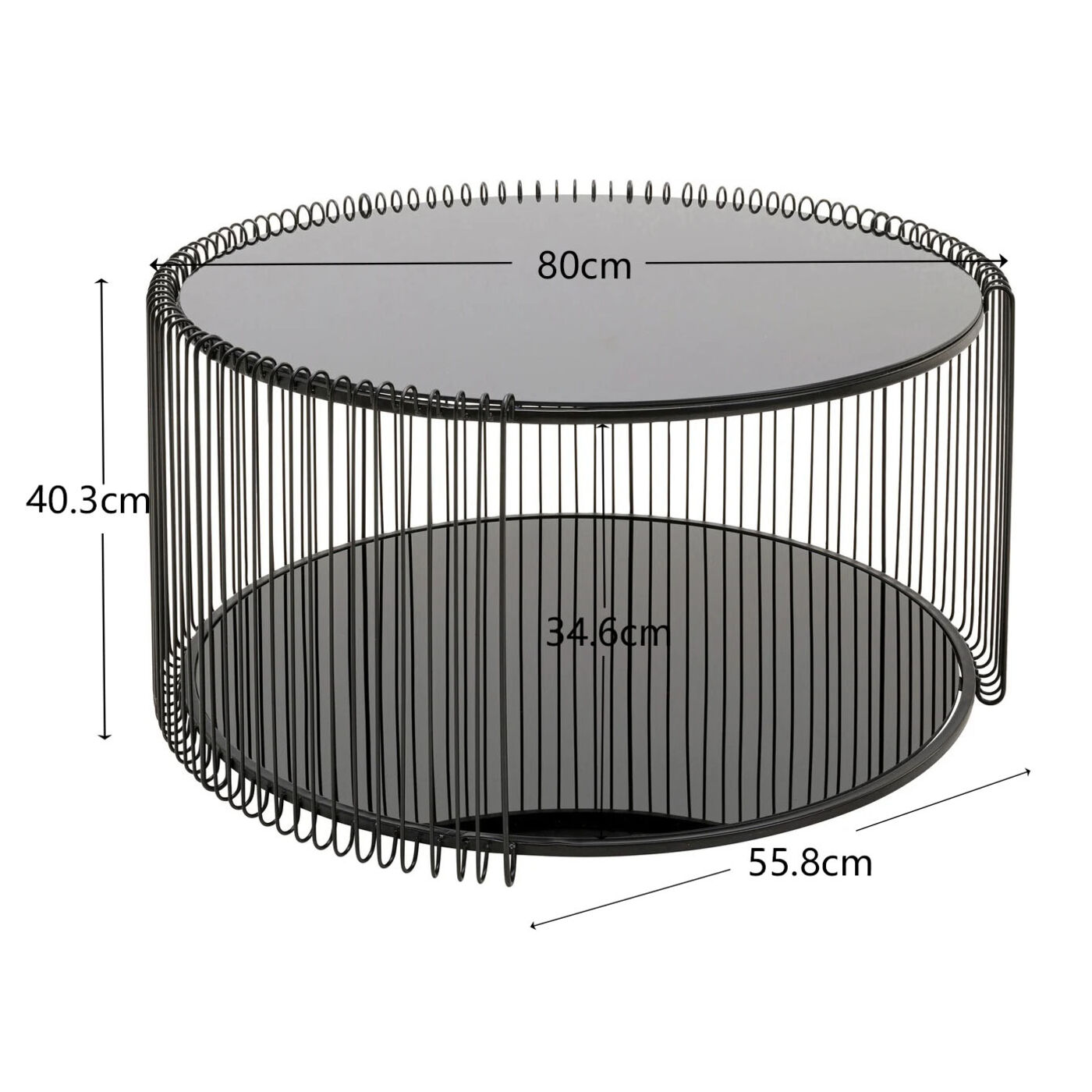 Стол кофейный Wire Double Black Ø80cm