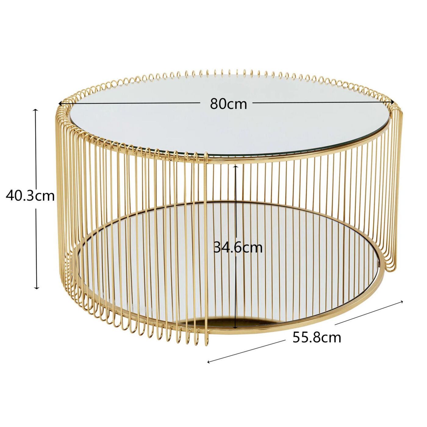 Стол кофейный Wire Double Brass Ø80cm