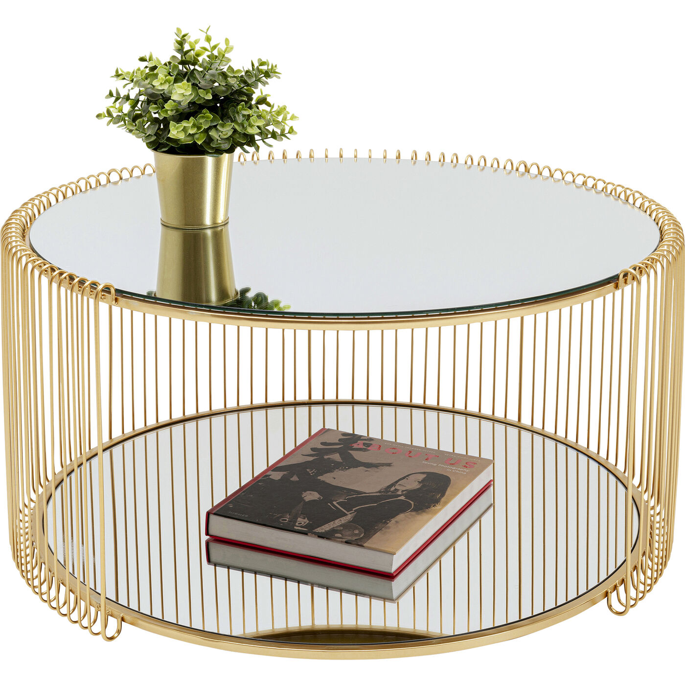 Стол кофейный Wire Double Brass Ø80cm