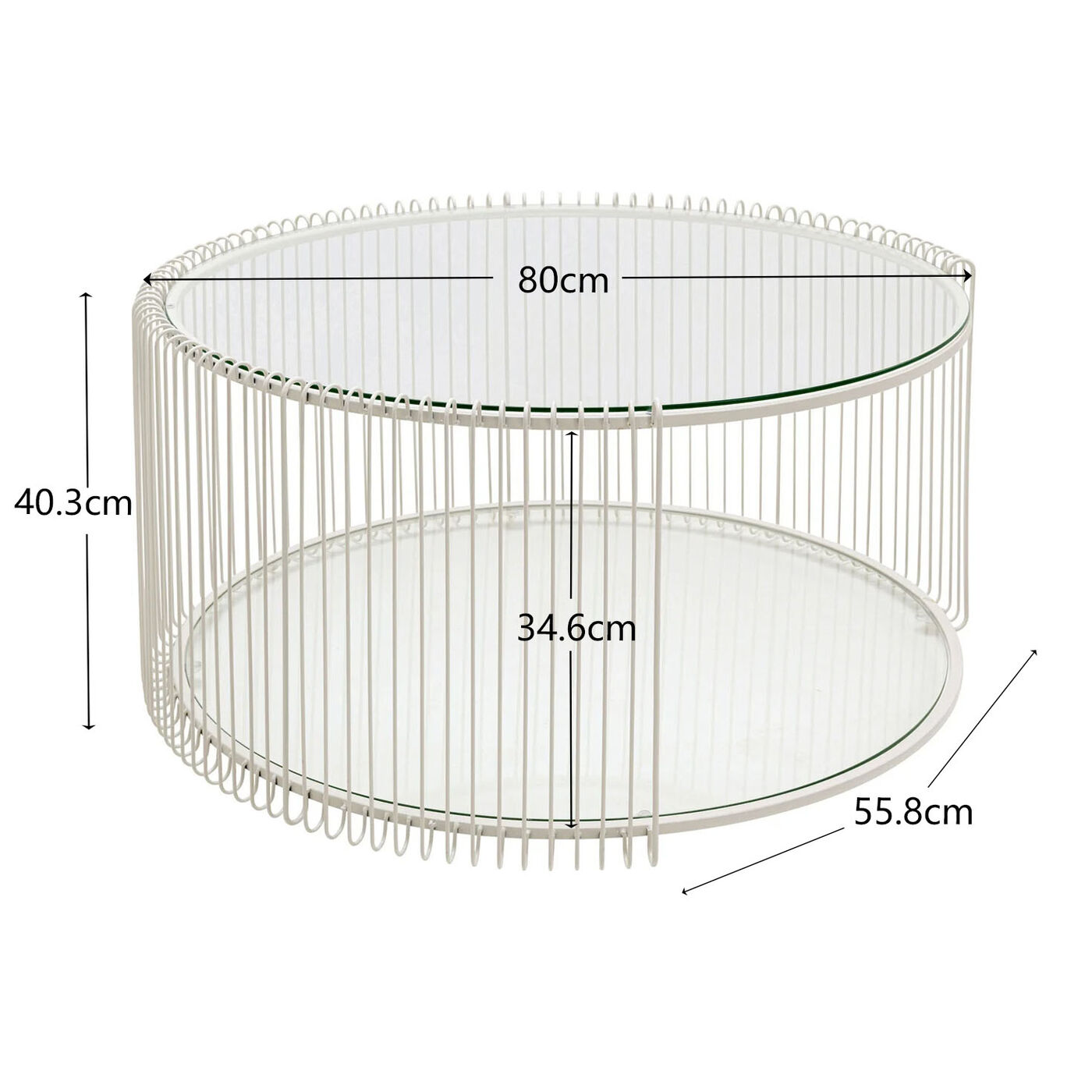 Стол кофейный Wire Double Cream Ø80cm