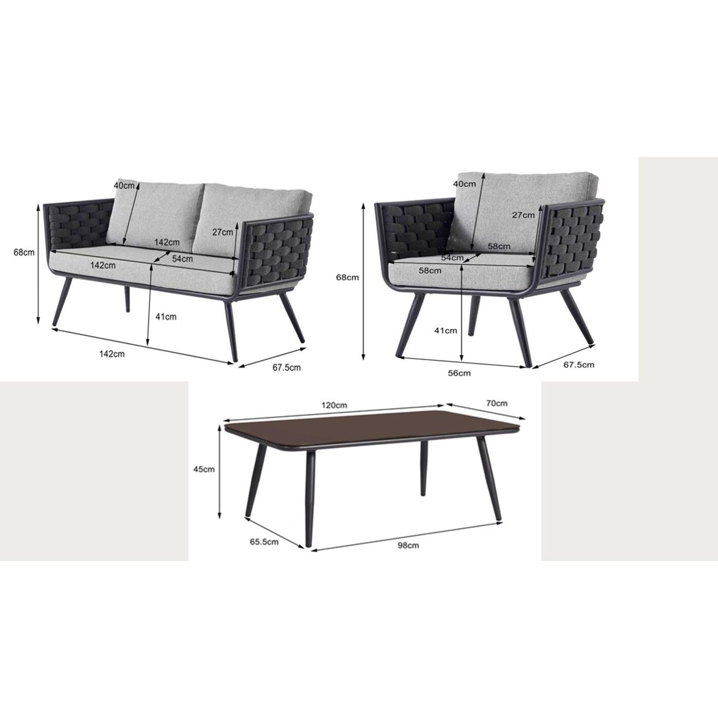 Диван Set Malta Anthracite (4/part)